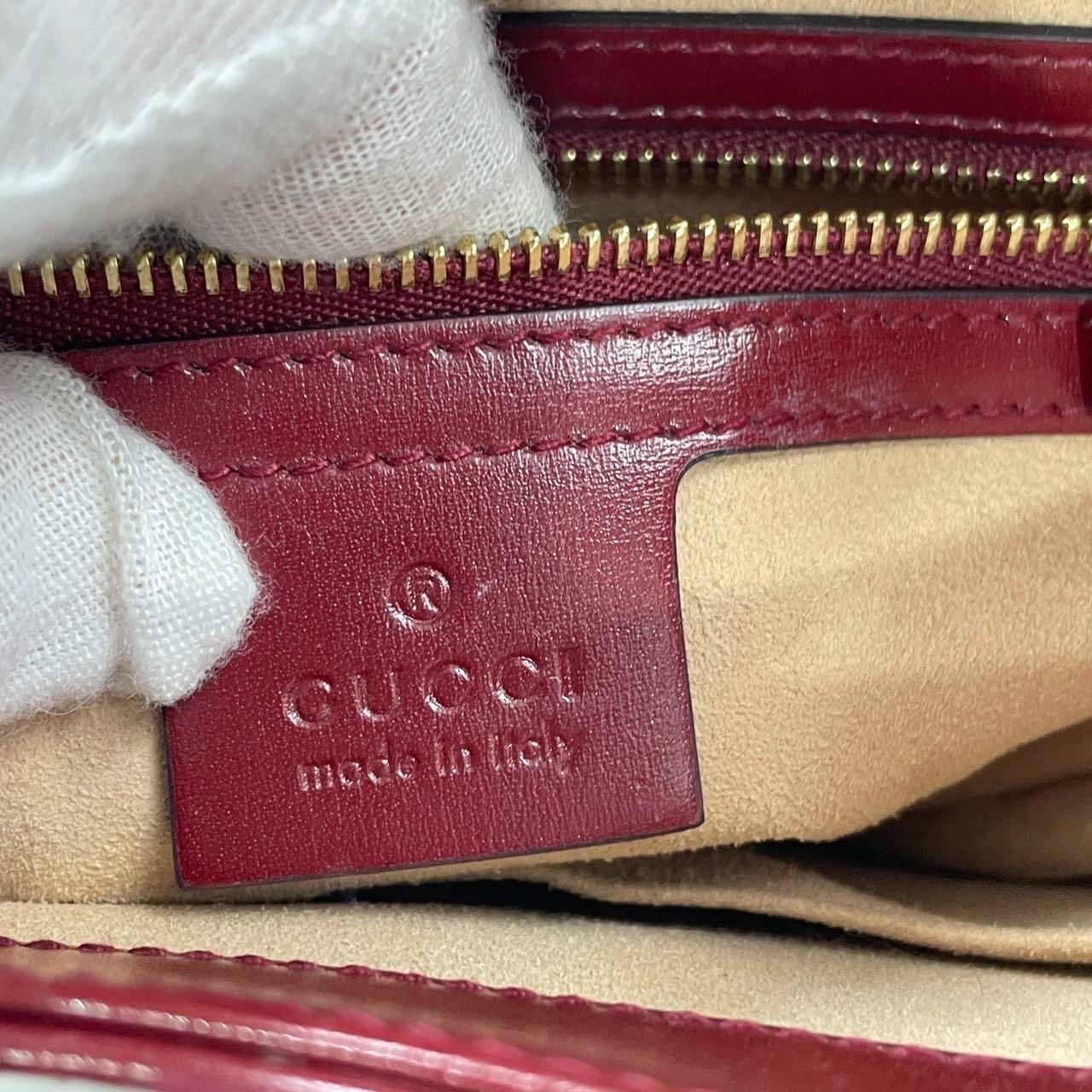 Gucci Jackie 1961 Red Burgundy Leather Small Shoulder Bag Piston Lock n Strap 7
