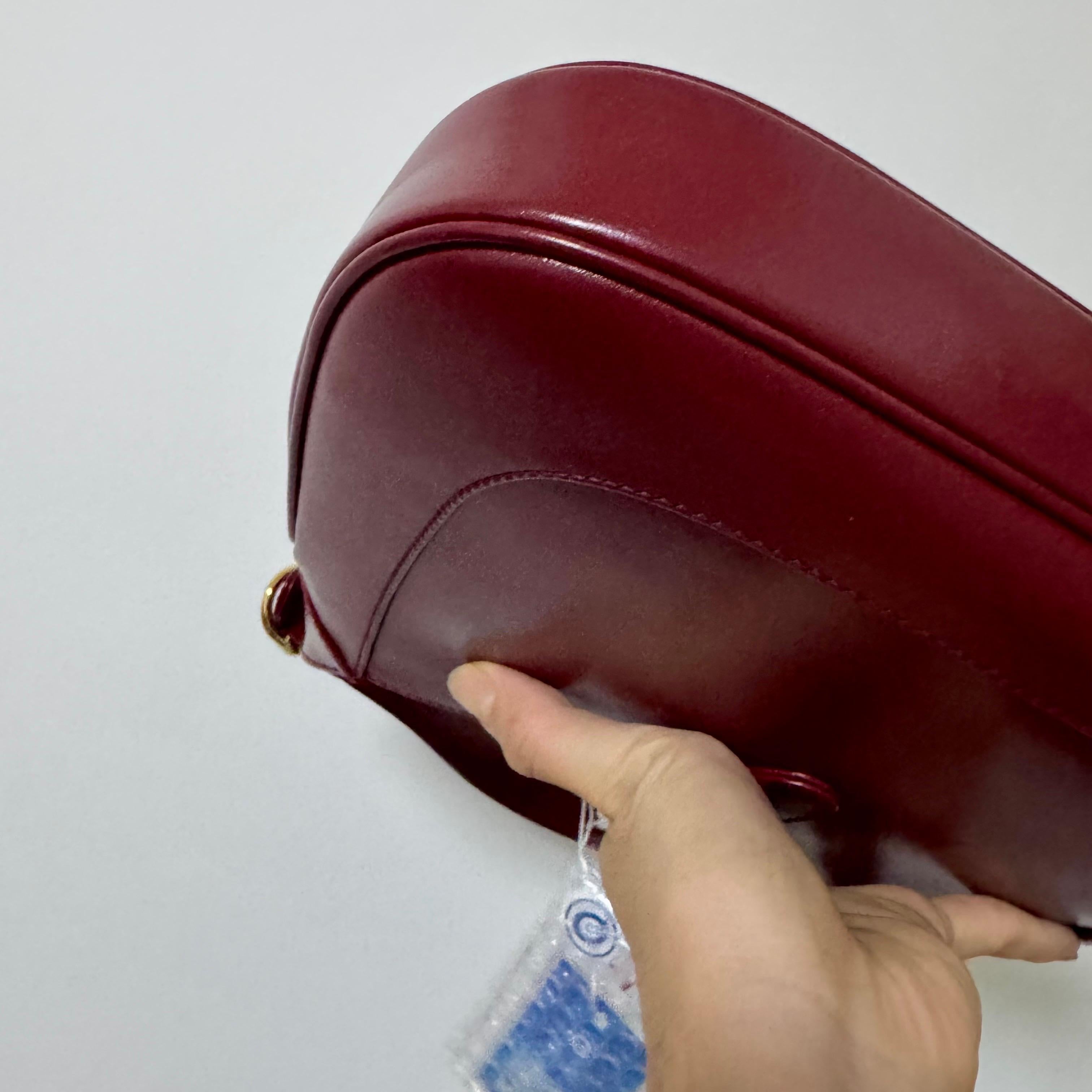 Gucci Jackie 1961 Red Burgundy Leather Small Shoulder Bag Piston Lock n Strap 13