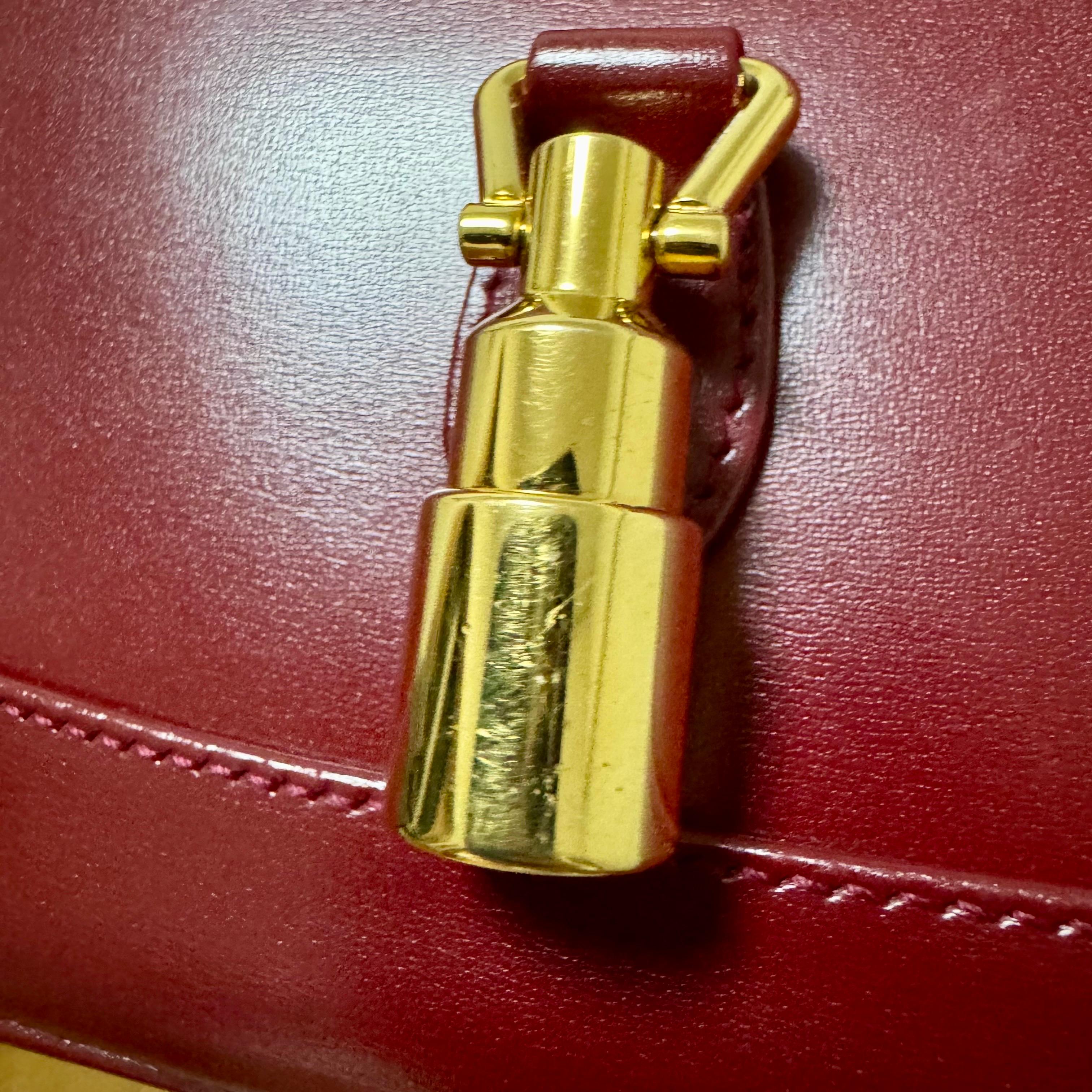 Gucci Jackie 1961 Red Burgundy Leather Small Shoulder Bag Piston Lock n Strap 3