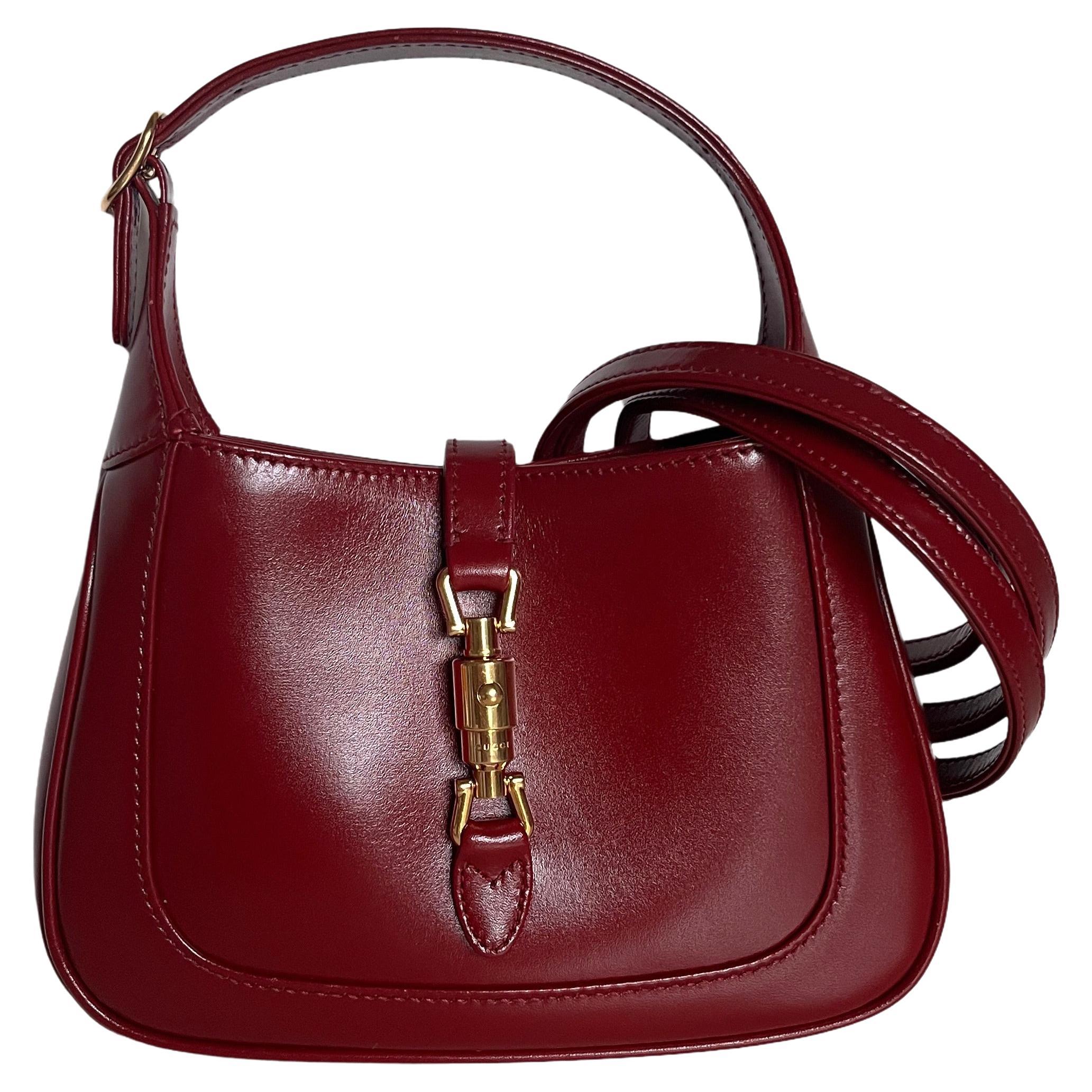 Gucci Jackie 1961 Red Leather Bag Size Mini with Adjustable Strap For Sale