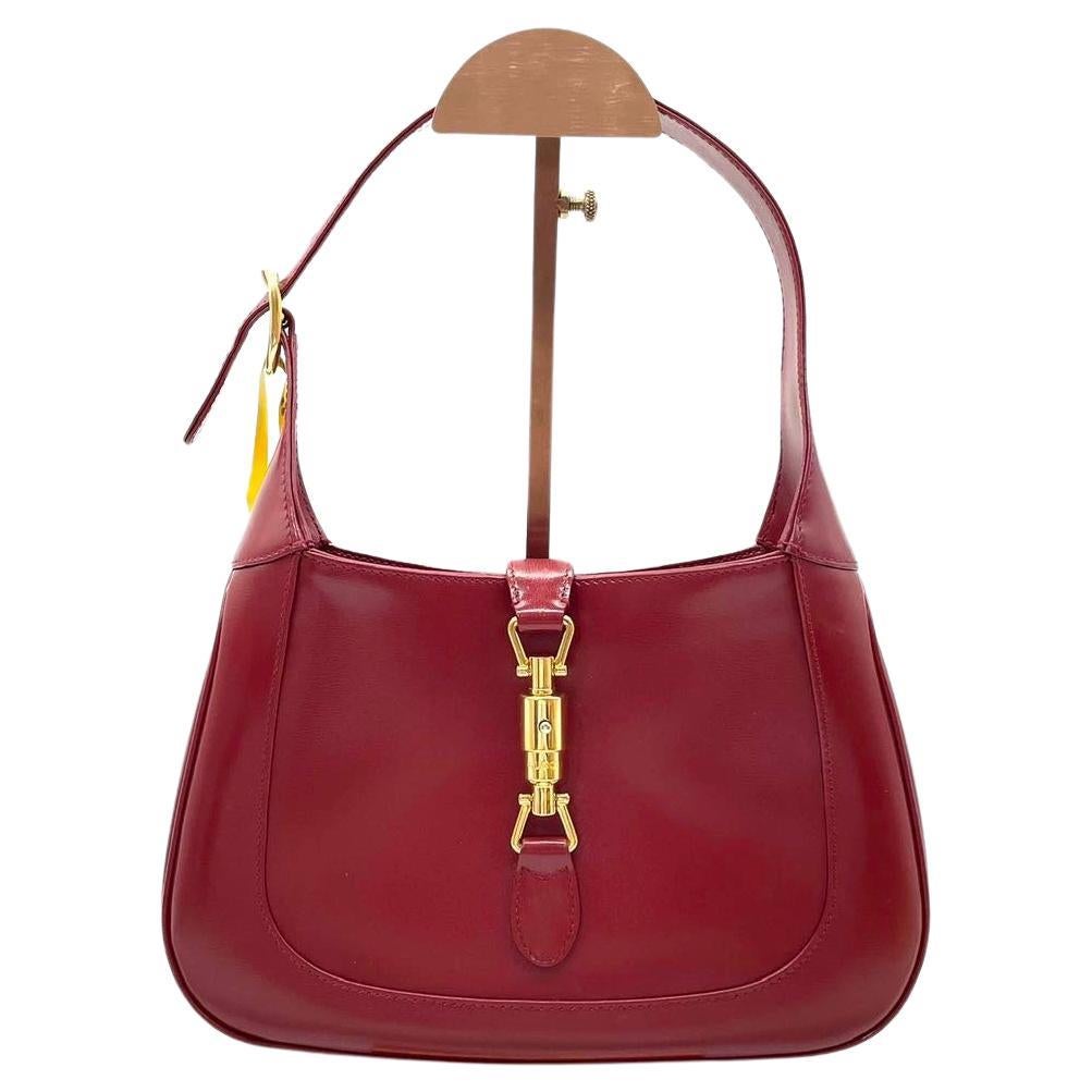 Gucci Jackie 1961 Red Leather Bag Size Small with Adjustable Strap For Sale