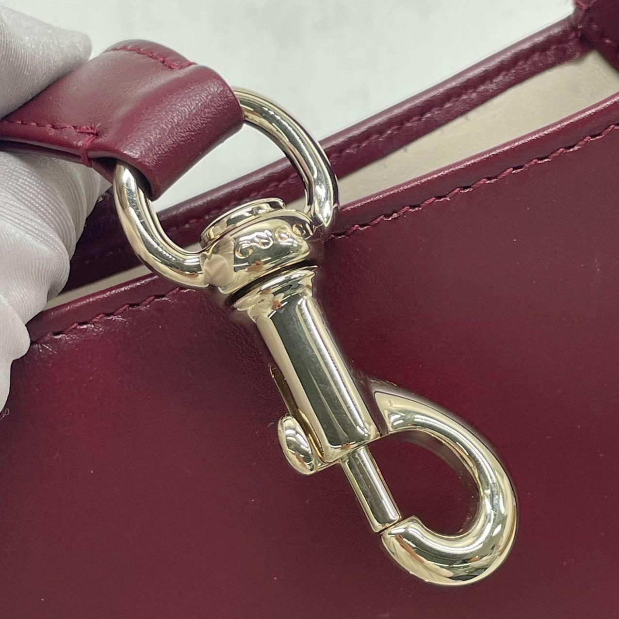 Gucci Jackie 1961 Small Ancora Red Burgundy Leather Shoulder Bag S24 8