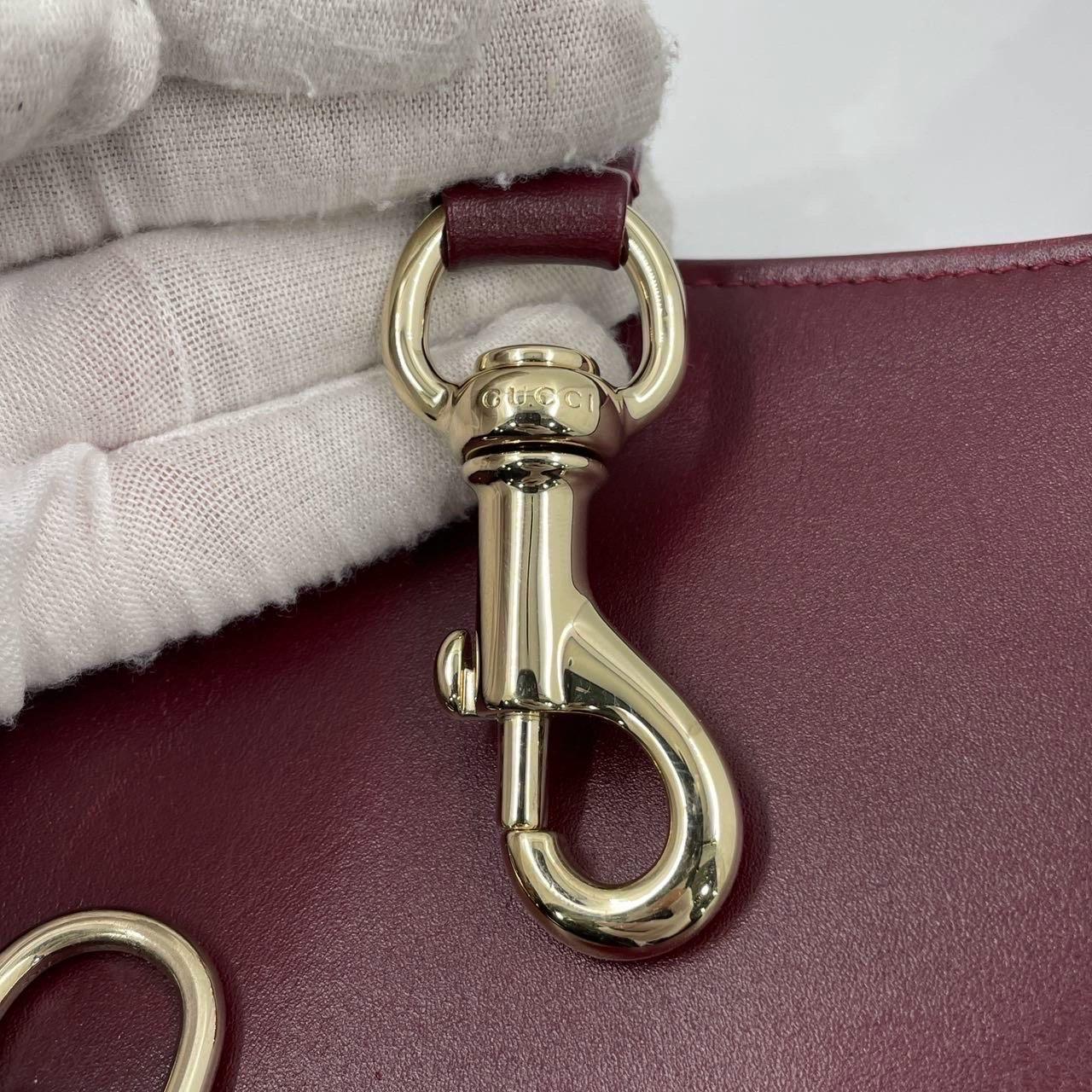 Gucci Jackie 1961 Small Ancora Borsa a tracolla in pelle rosso borgogna S24 in vendita 10
