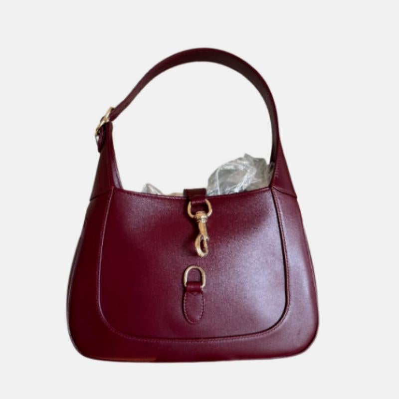 Gucci Jackie 1961 Small Ancora Red Burgundy Leather Shoulder Bag S24 In Excellent Condition In AUBERVILLIERS, FR