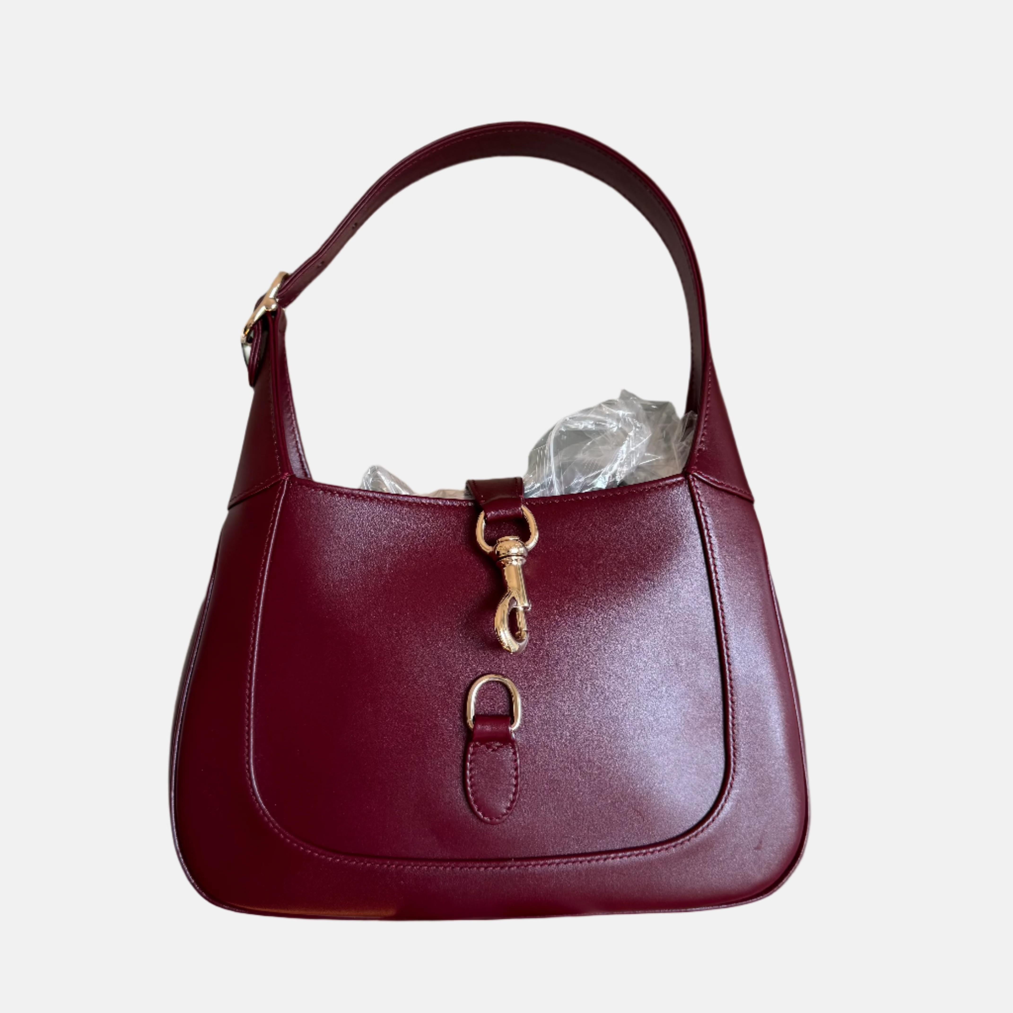 Gucci Jackie 1961 Small Ancora Red Burgundy Leather Shoulder Bag S24 In Excellent Condition In AUBERVILLIERS, FR