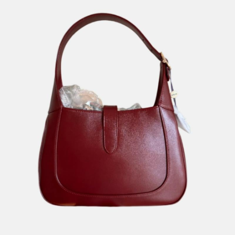 Women's Gucci Jackie 1961 Small Ancora Red Burgundy Leather Shoulder Bag S24