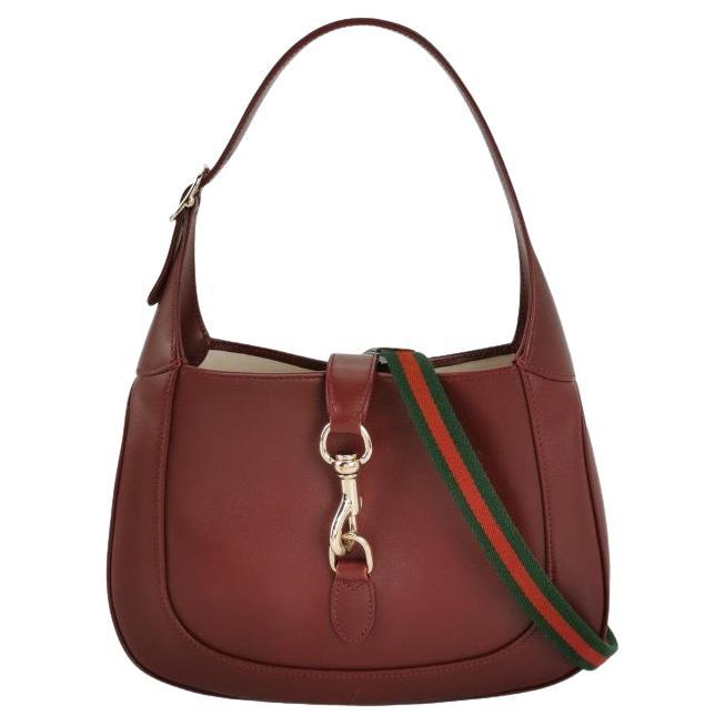 Gucci Jackie 1961 Petit sac à bandoulière Ancora rouge bourgogne en cuir S24