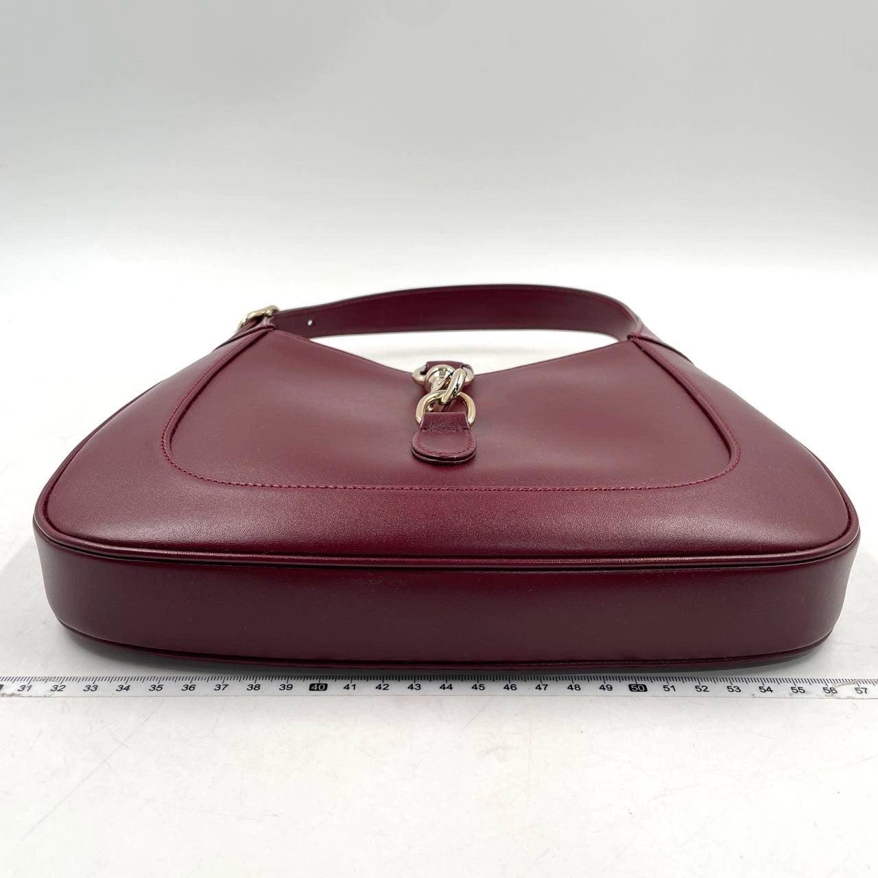 Brown Gucci Jackie 1961 Small Ancora Red Leather Shoulder Bag Clasp S24