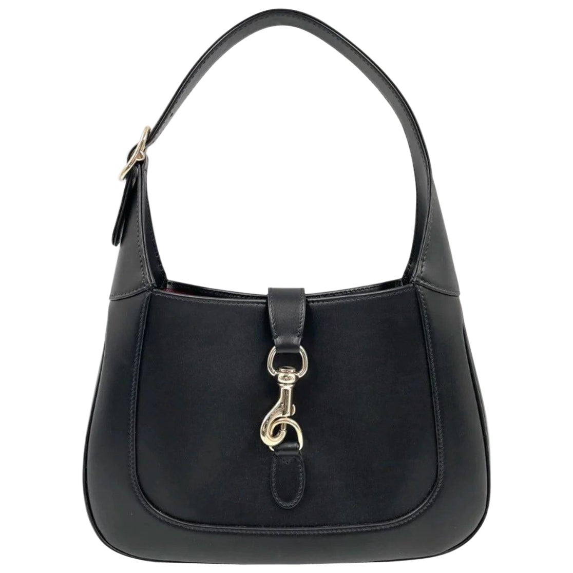 Gucci Jackie 1961 Small Black Leather Shoulder Bag Clasp S24