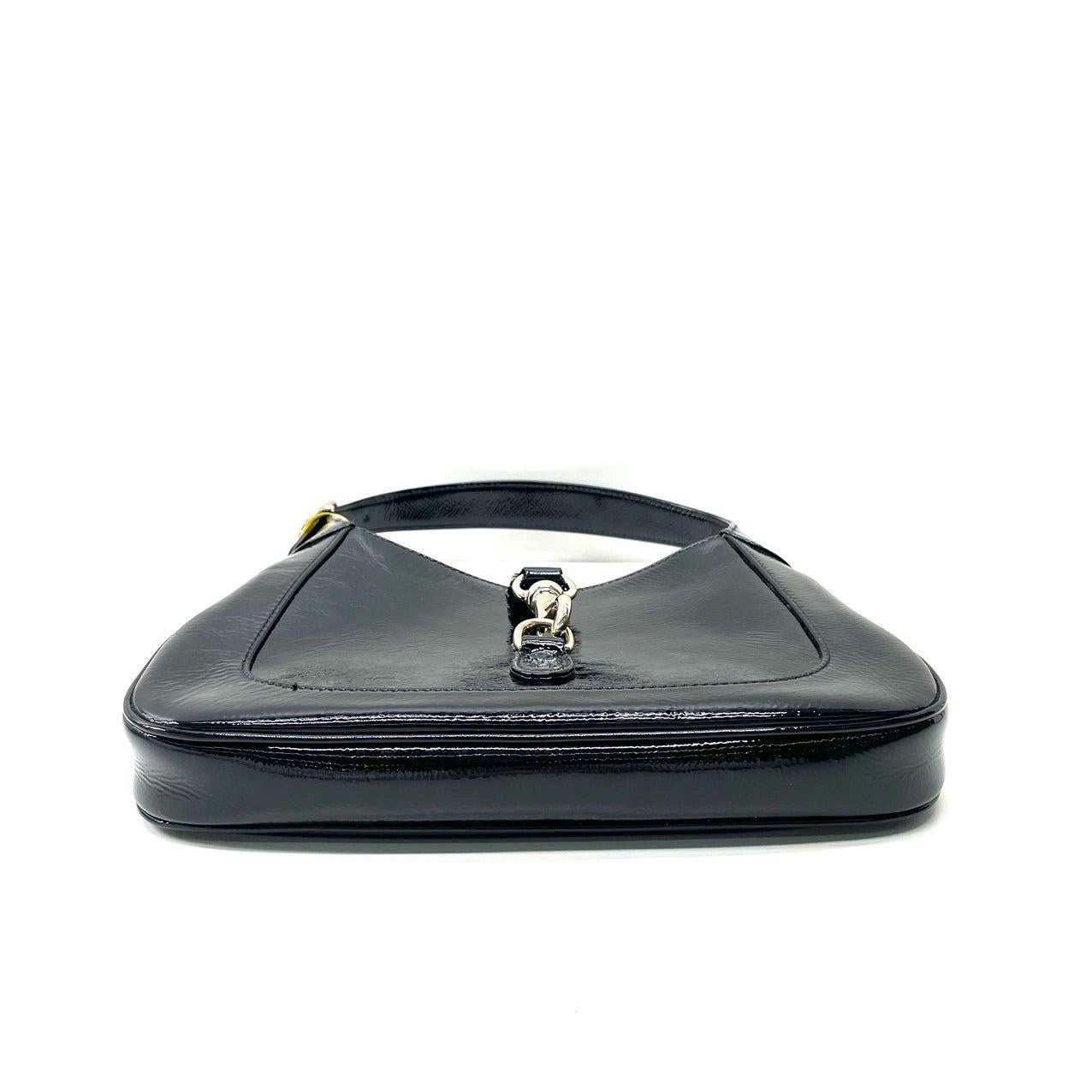 Women's Gucci Jackie 1961 Small Black Patent Leather Shoulder Bag S24 For Sale