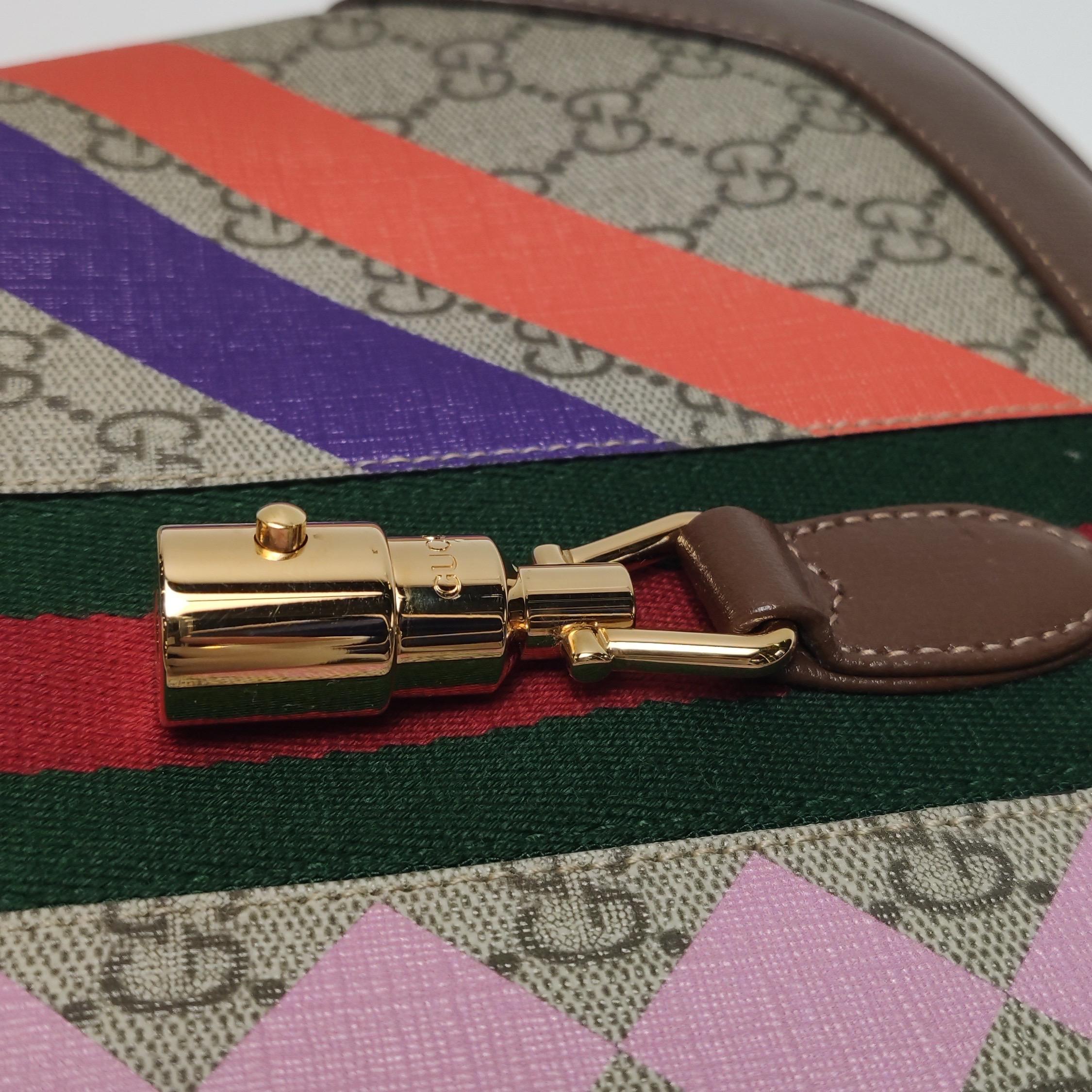 Gucci Jackie 1961 Small Brown Leather Multicolor Monogram Canvas en vente 5