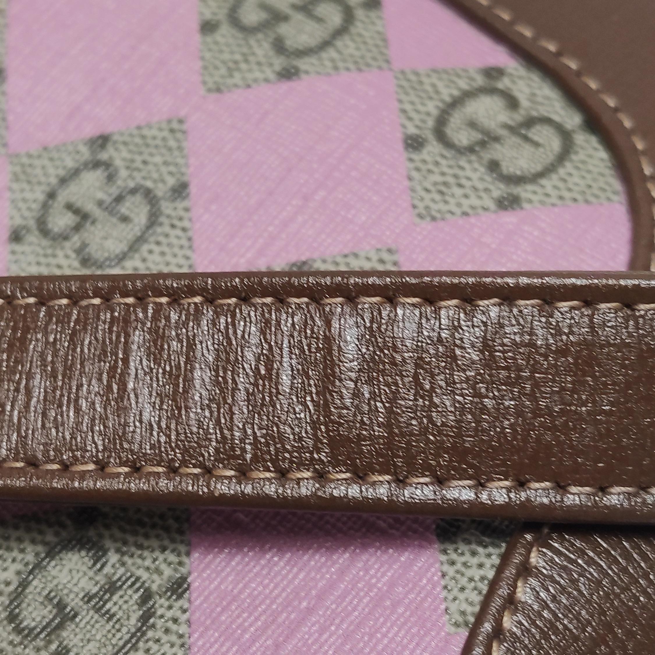 Gucci Jackie 1961 Small Brown Leather Multicolor Monogram Canvas en vente 6