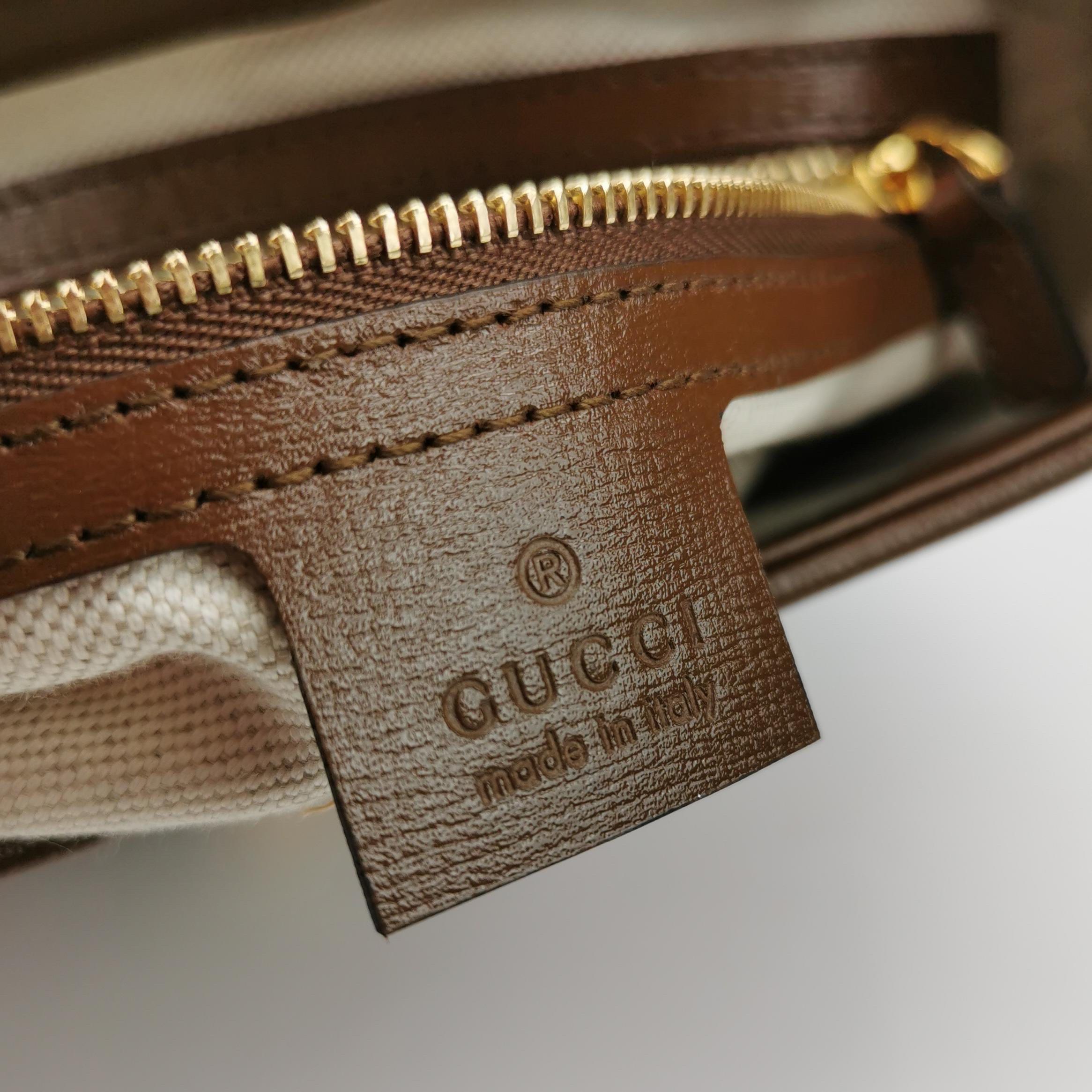 Gucci Jackie 1961 Small Brown Leather Multicolor Monogram Canvas Unisexe en vente