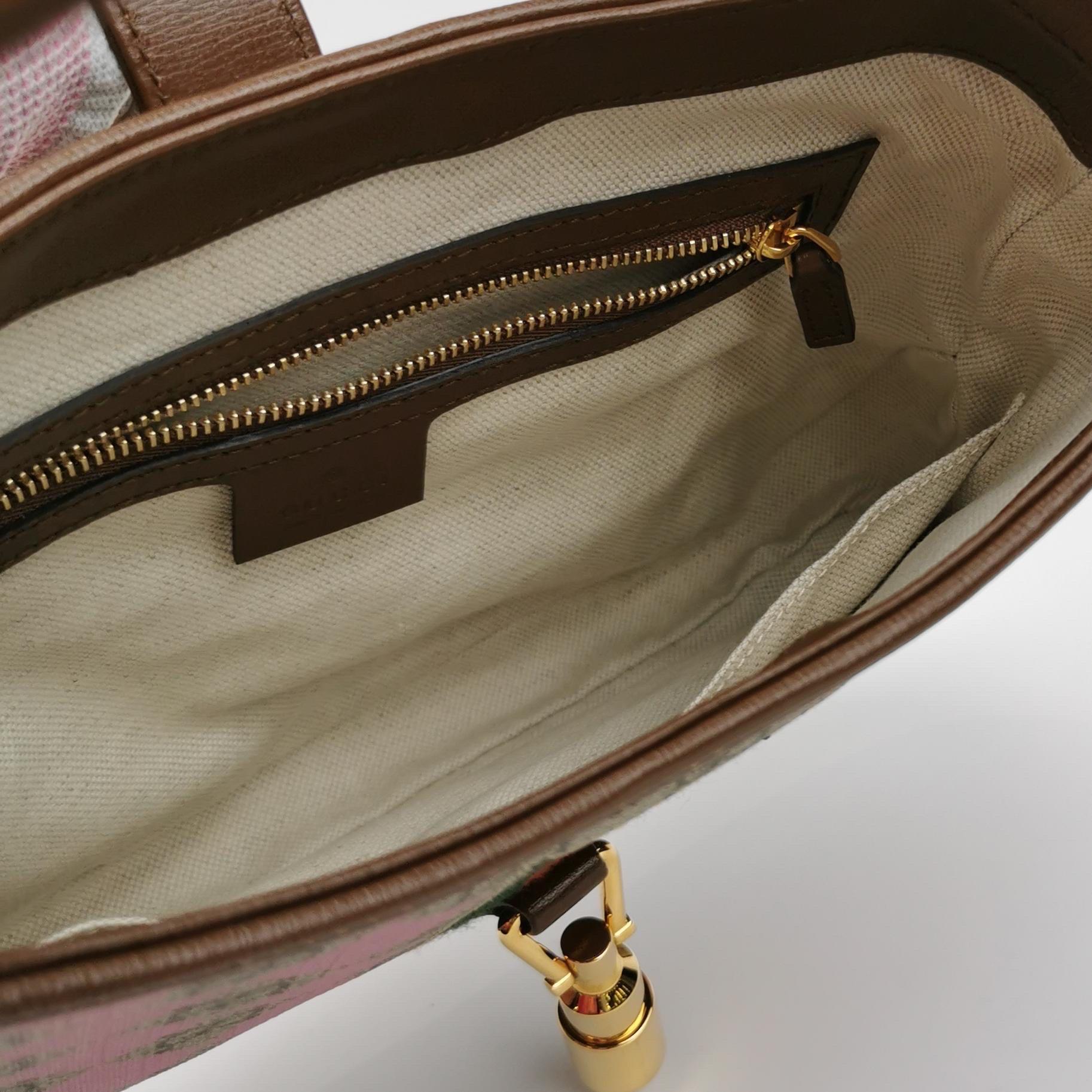 Gucci Jackie 1961 Small Brown Leather Multicolor Monogram Canvas en vente 2