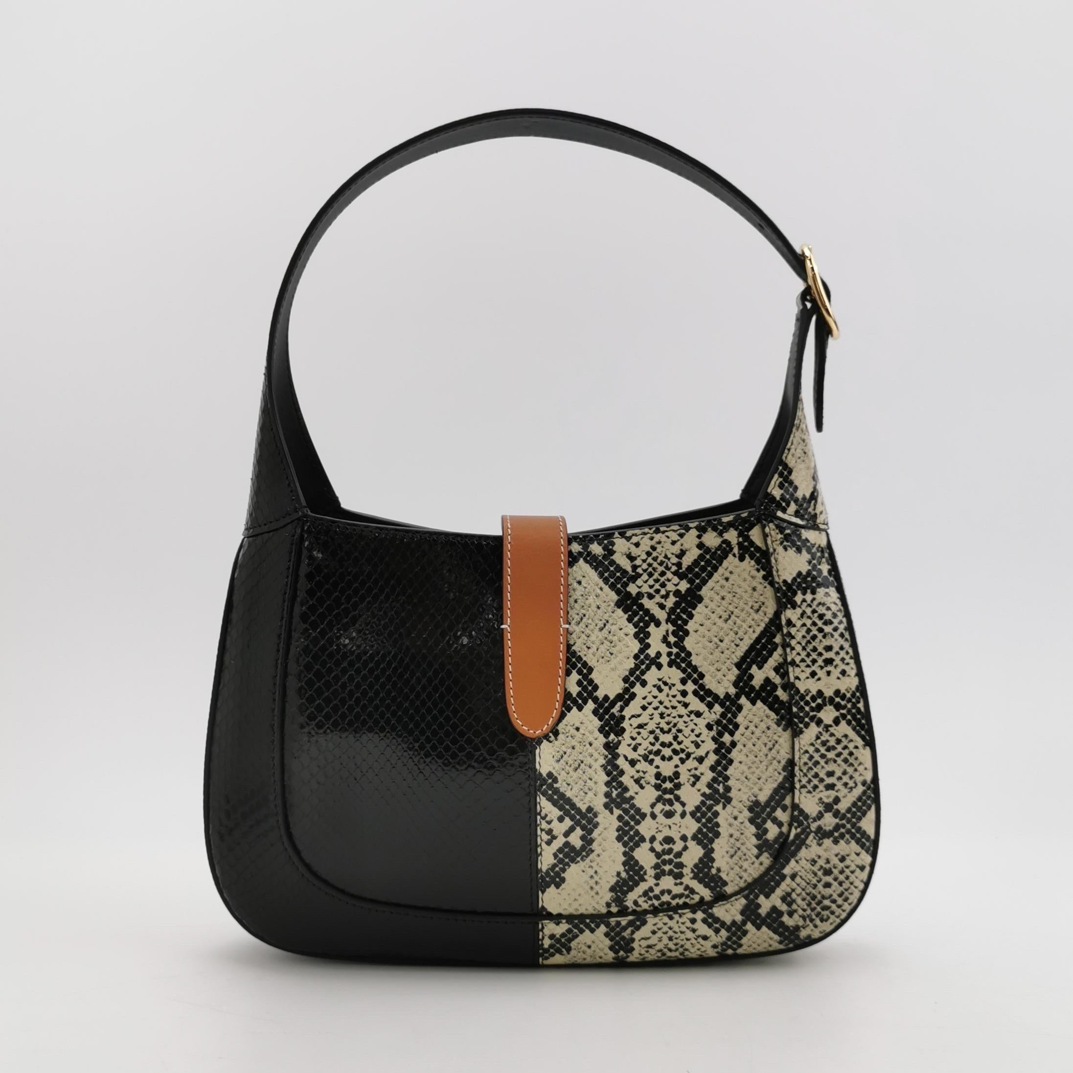 Gucci Jackie 1961 Small in pelle di vitello e serpente Nero Con Cinturino In condizioni Nuovo in vendita a AUBERVILLIERS, FR