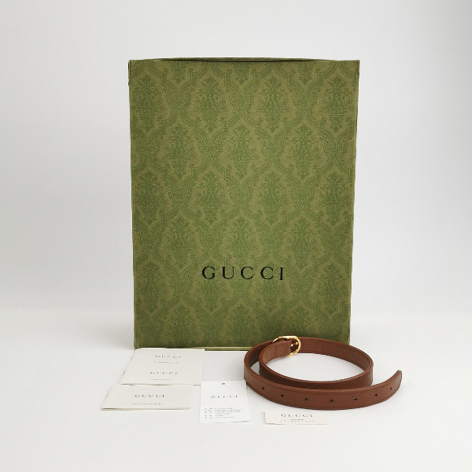 Gucci Jackie 1961 Small Handbag in Blue Monogram Denim and Brown Leather For Sale 9