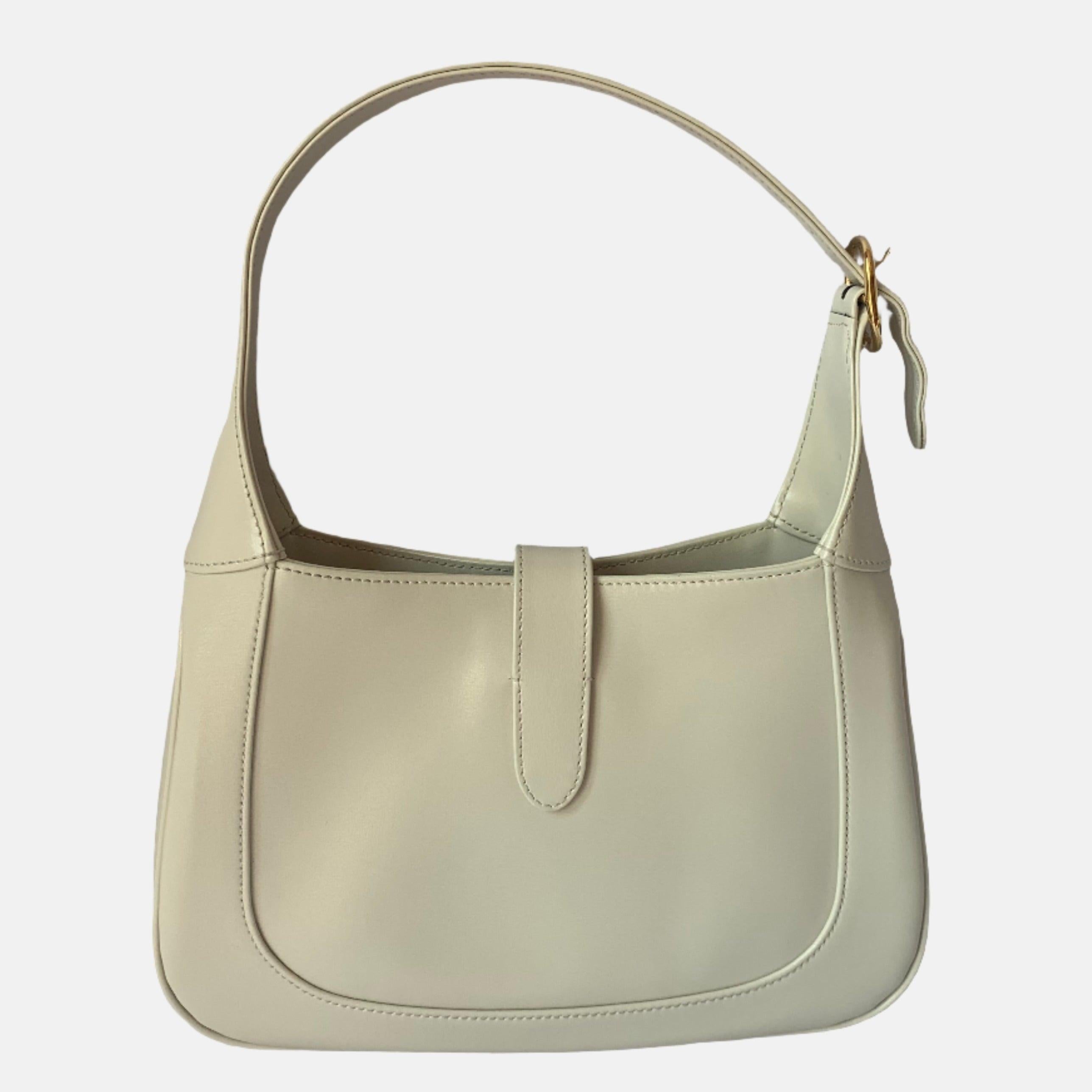 Gucci Jackie 1961 Small Leather Bag White without Strap
These are professional photos of the actual bag.
  The Gucci Jackie 1961 White Small bag is a modern take on an iconic design. Crafted in leather with a structured silhouette, it features a
