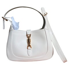 Gucci Jackie 1961 Kleine Ledertasche mit verstellbarem Riemen Weiß