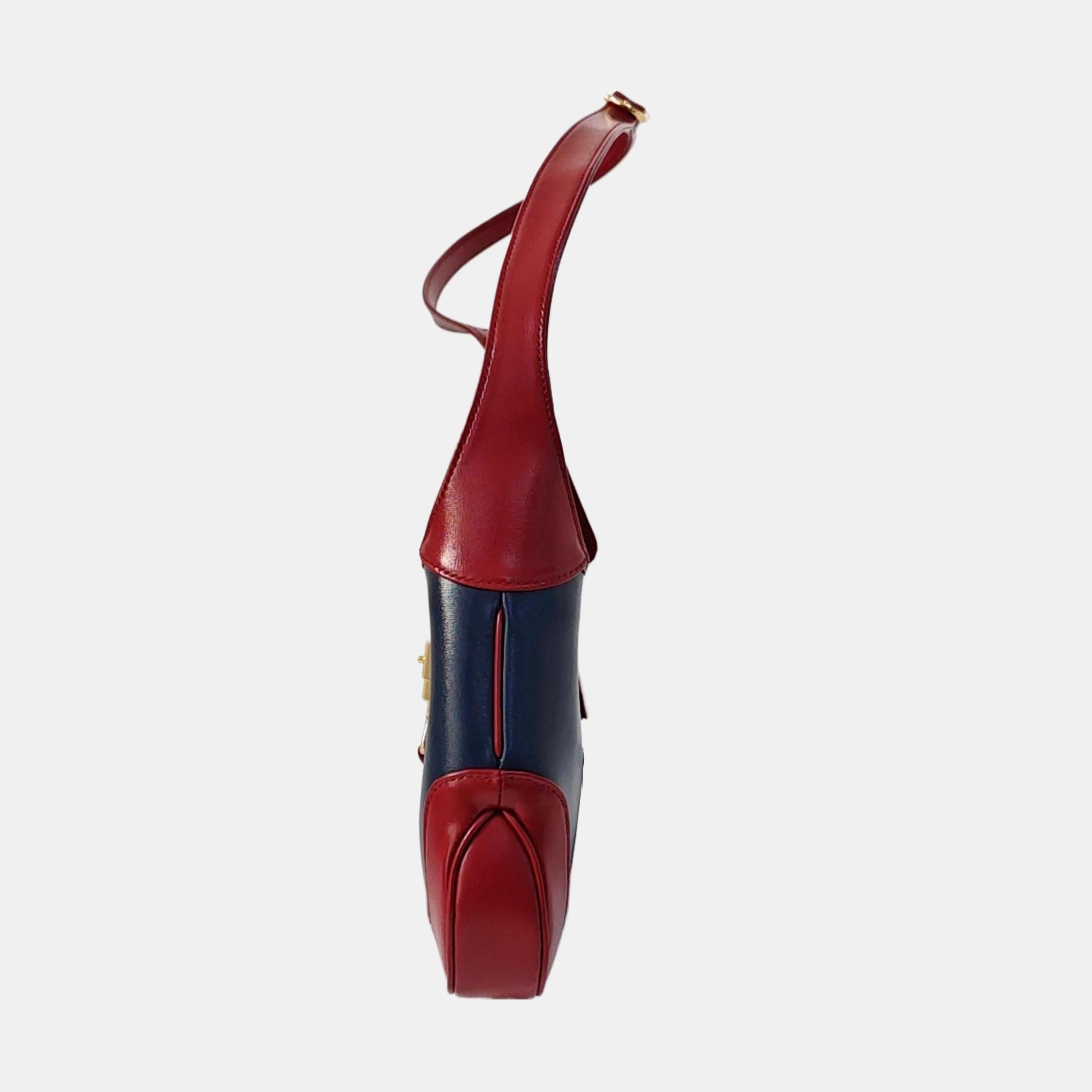 Noir Gucci Jackie 1961 - Petit sac à bandoulière en cuir marine et bourgogne en vente