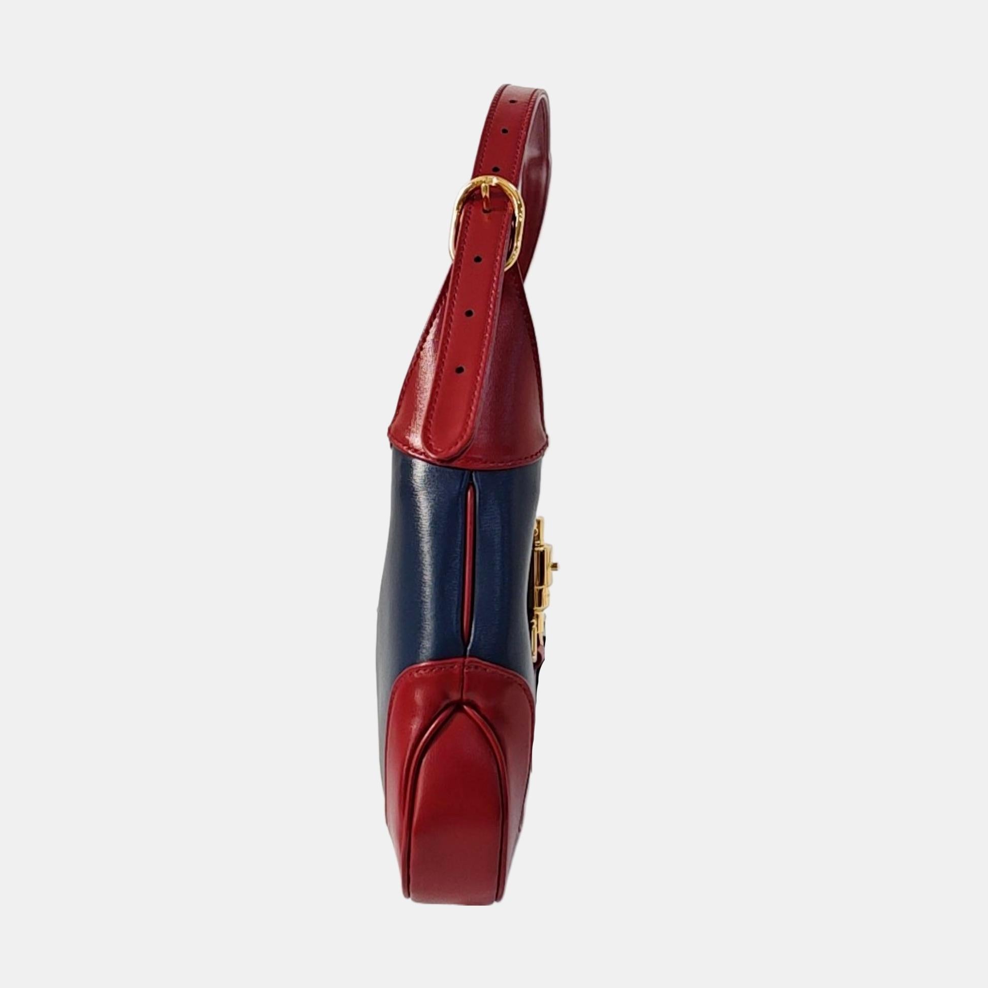 Gucci Jackie 1961 - Petit sac à bandoulière en cuir marine et bourgogne Excellent état - En vente à AUBERVILLIERS, FR