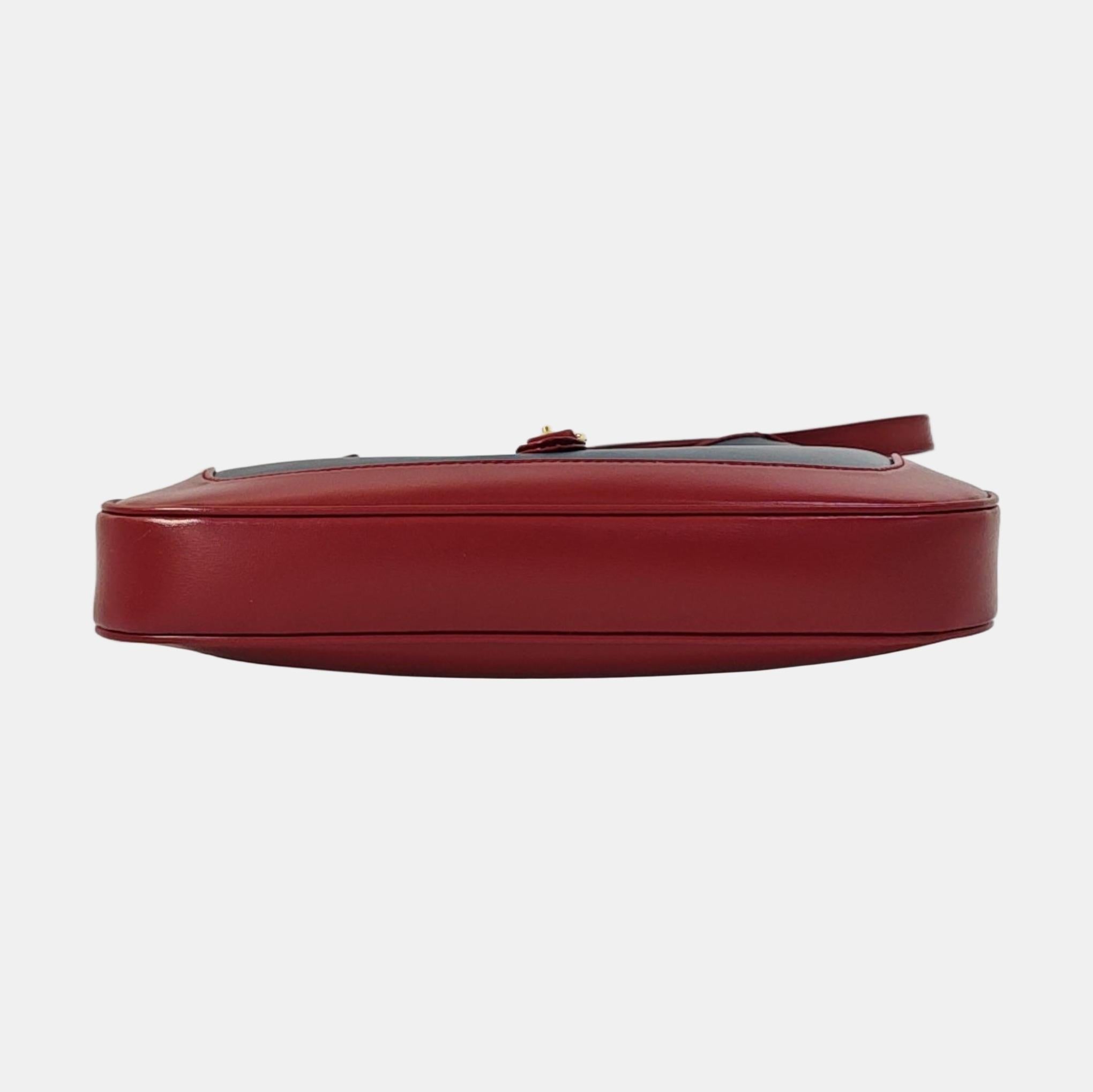 Gucci Jackie 1961 - Petit sac à bandoulière en cuir marine et bourgogne en vente 1