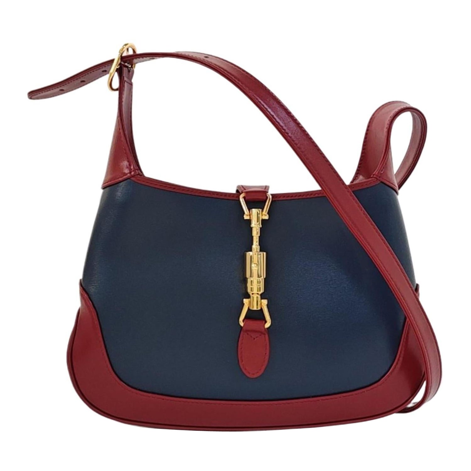 Gucci Jackie 1961 - Petit sac à bandoulière en cuir marine et bourgogne