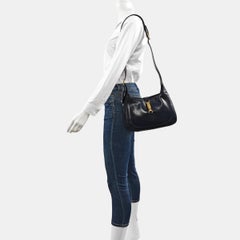 Gucci Jackie 1961 Small Navy Leather Bag with Adjustable Strap