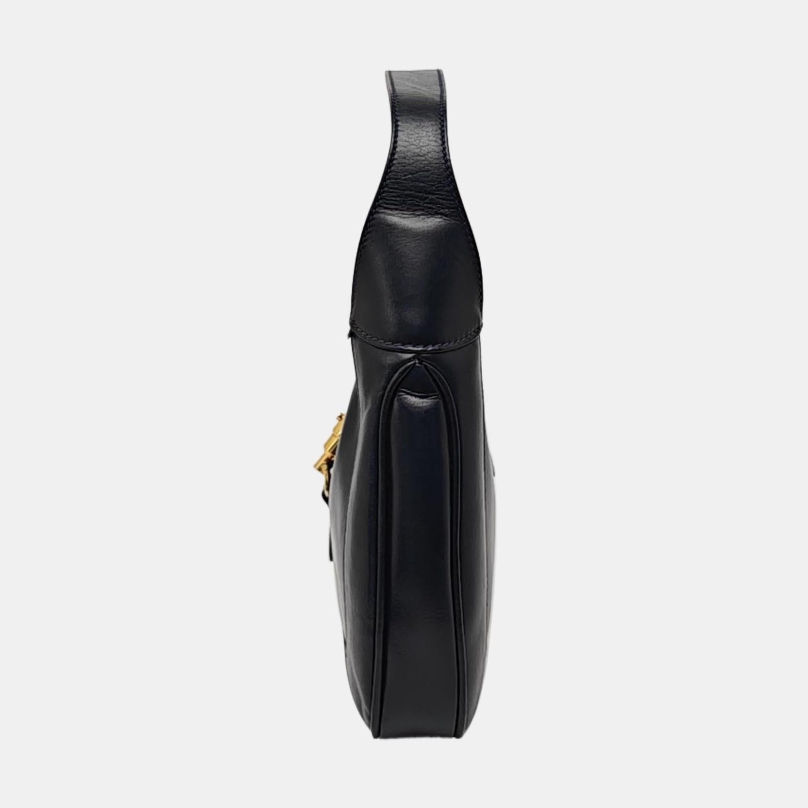 Noir Gucci Jackie 1961 - Petit sac en cuir marine avec bandoulière réglable en vente