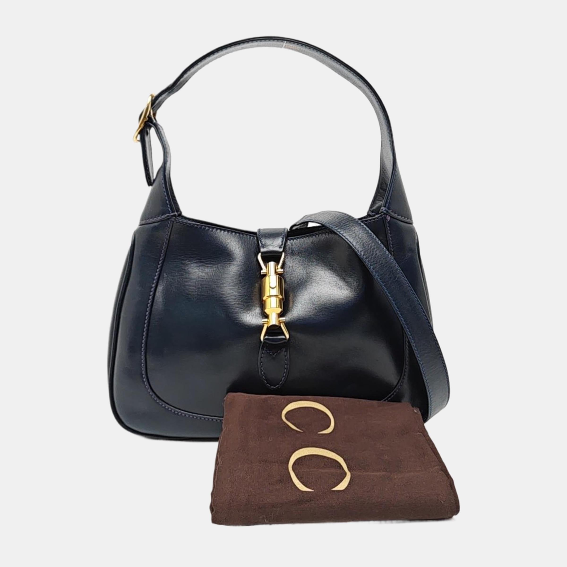 Gucci Jackie 1961 - Petit sac en cuir marine avec bandoulière réglable en vente 3