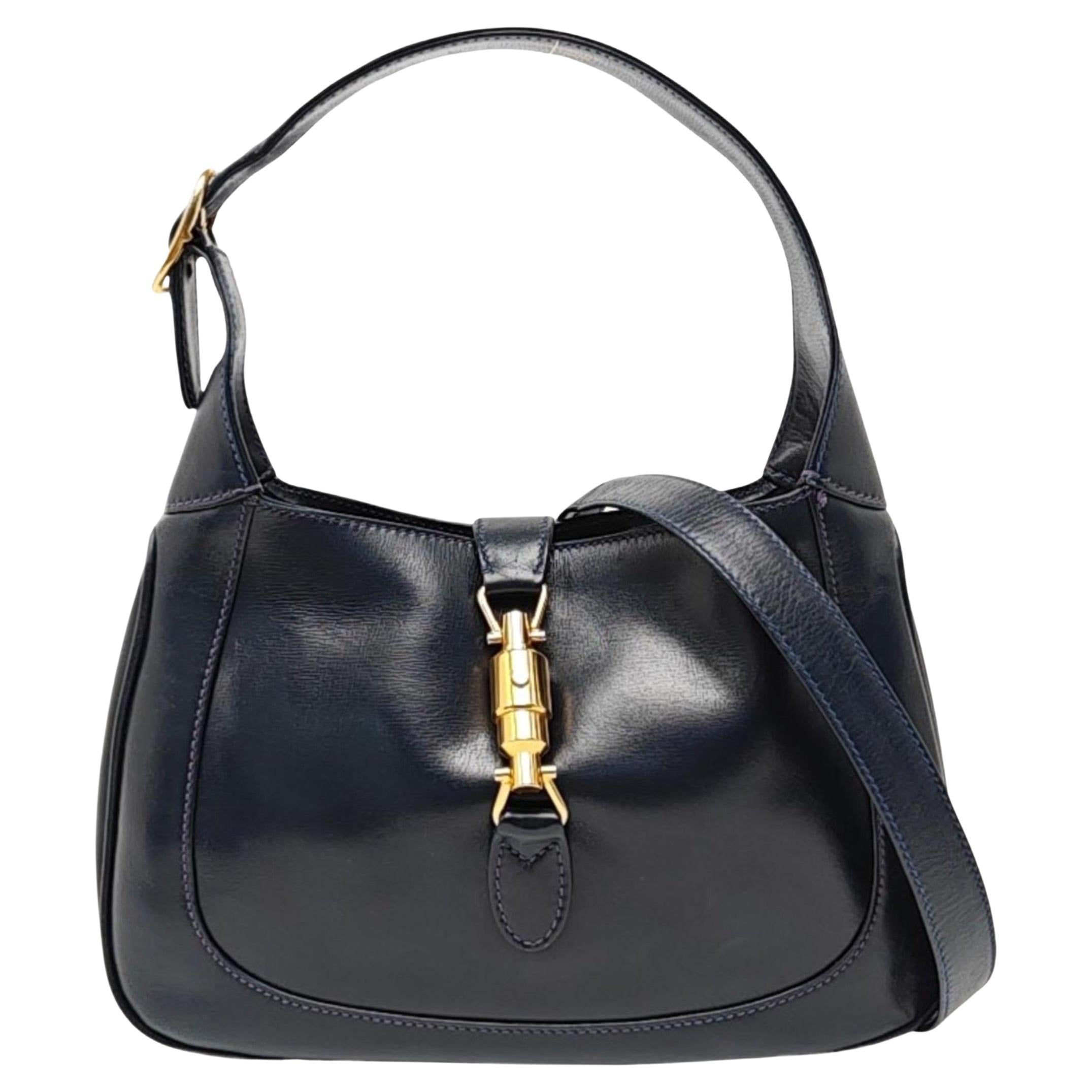 Gucci Jackie 1961 - Petit sac en cuir marine avec bandoulière réglable en vente