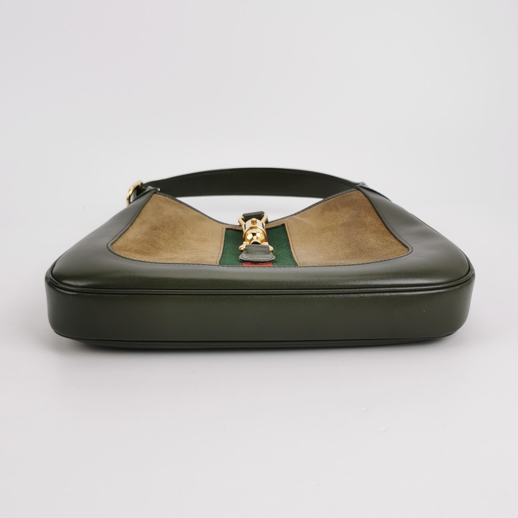 Gucci Jackie 1961 - Petit sac en cuir et daim vert olive en vente 7