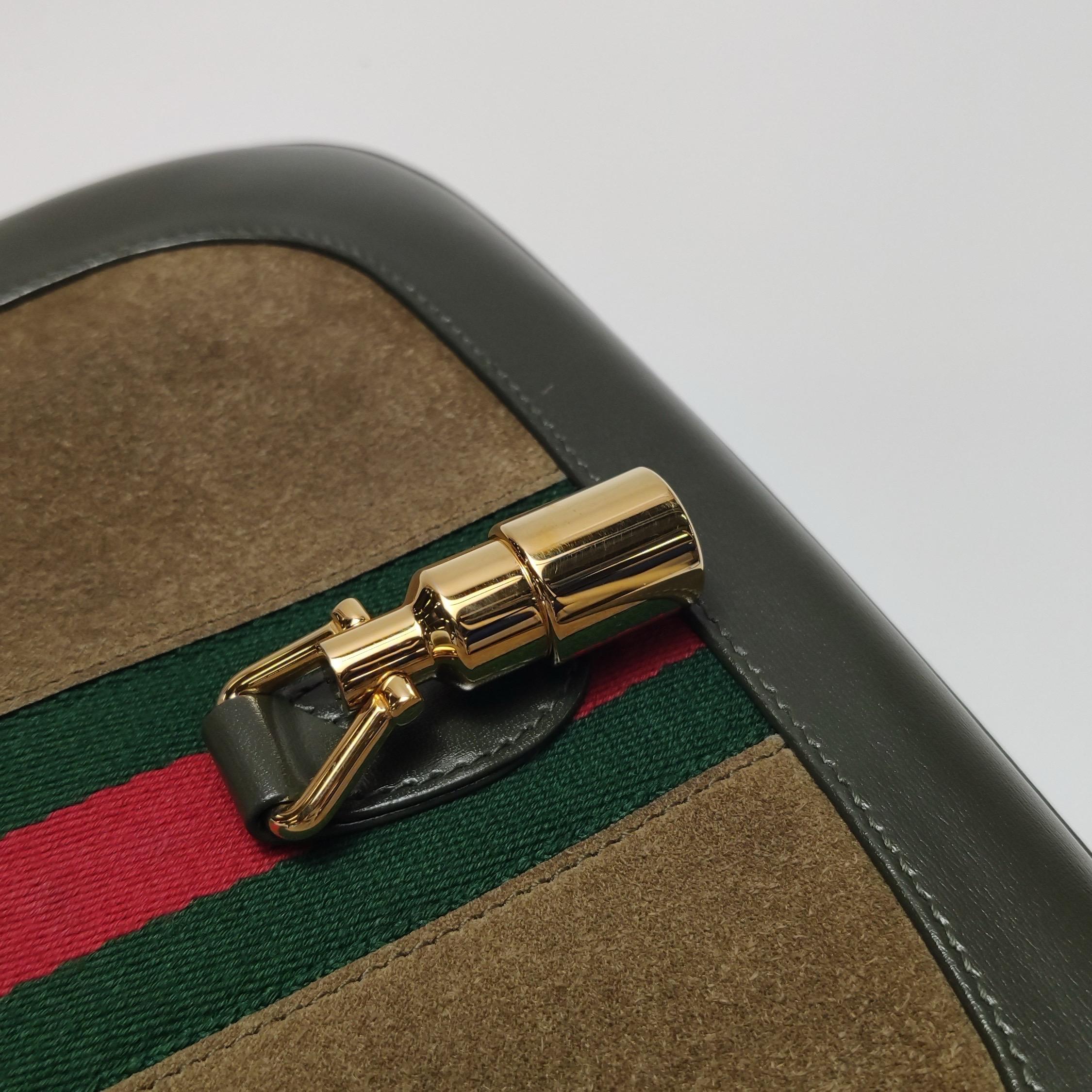 Gucci Jackie 1961 - Petit sac en cuir et daim vert olive en vente 15