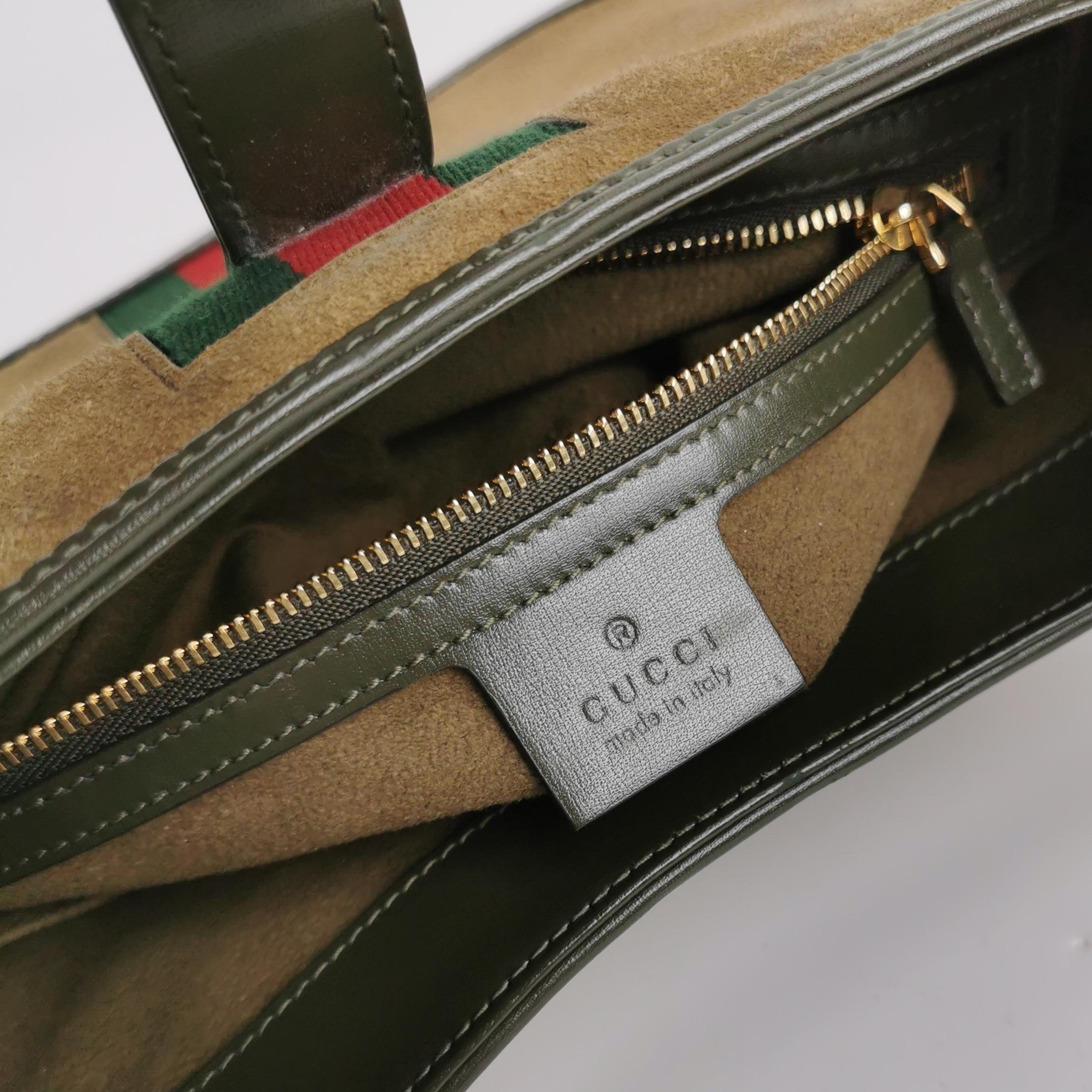 Gucci Jackie 1961 - Petit sac en cuir et daim vert olive en vente 2
