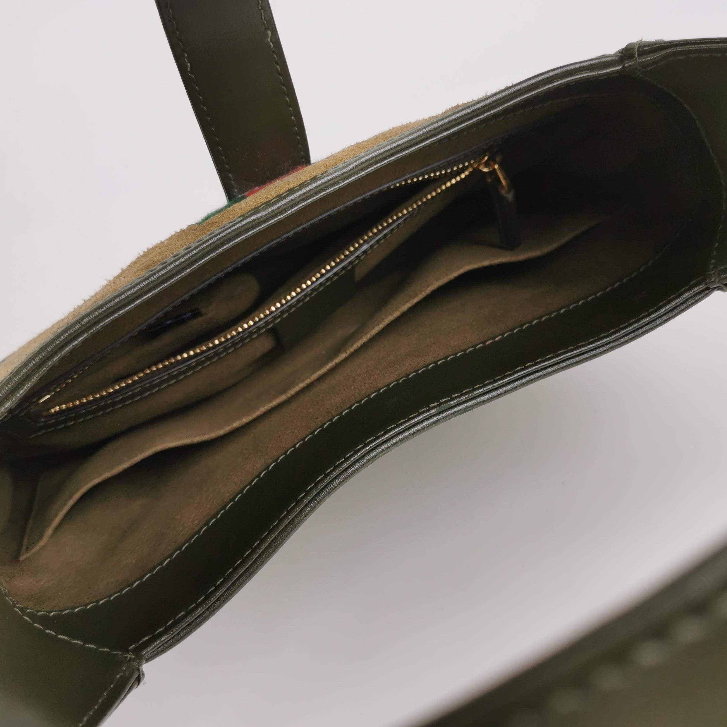Gucci Jackie 1961 - Petit sac en cuir et daim vert olive en vente 3