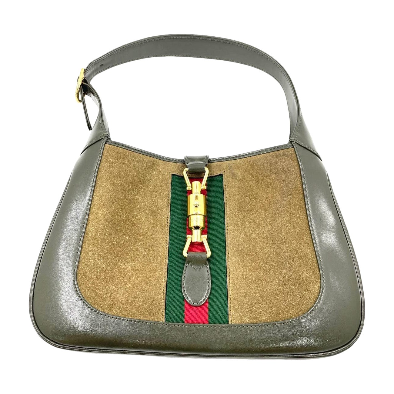 Gucci Jackie 1961 - Petit sac en cuir et daim vert olive