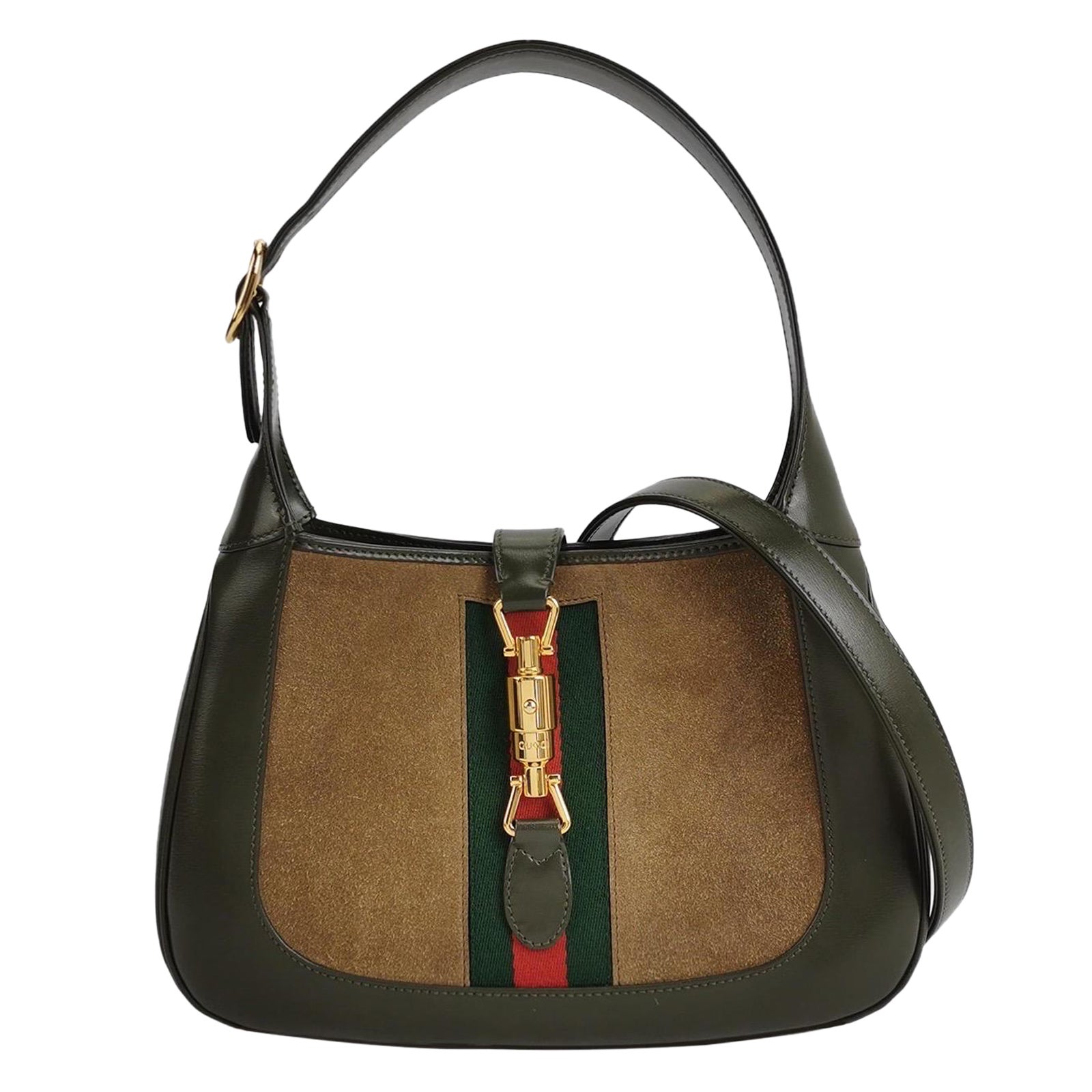 Gucci Jackie 1961 - Petit sac en cuir et daim vert olive en vente