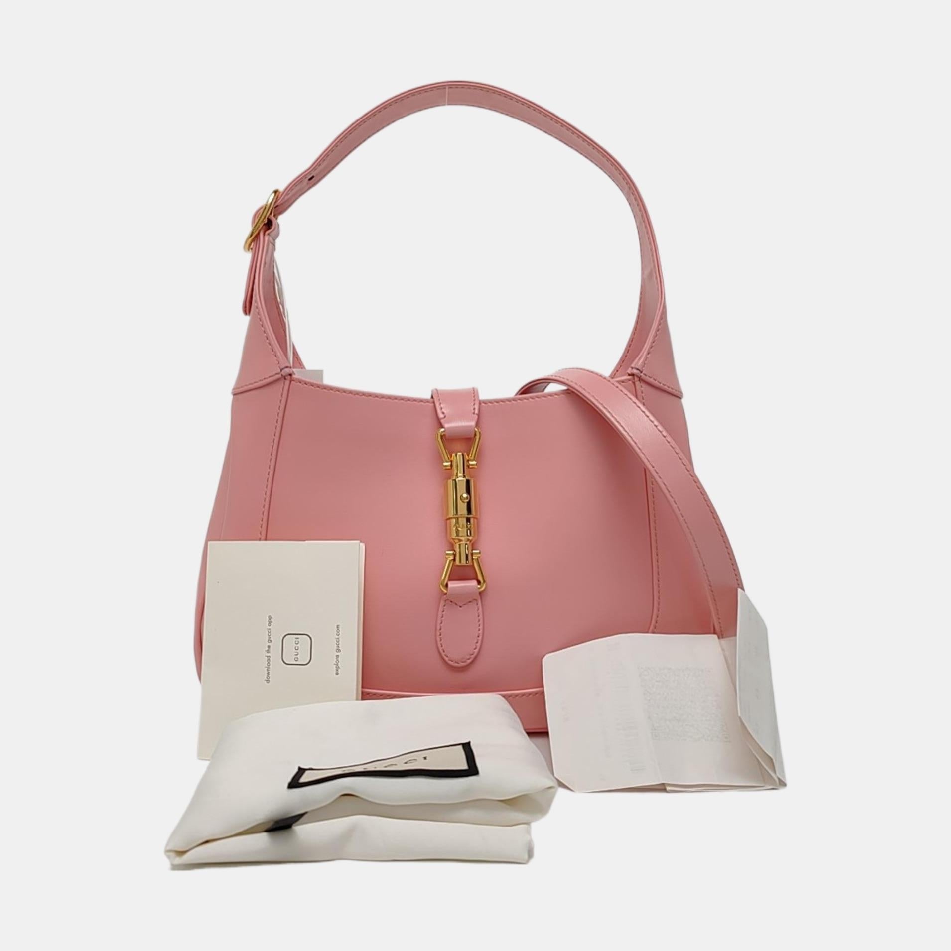 Gucci Jackie 1961 Kleine rosa Ledertasche mit verstellbarem Riemen im Angebot 3