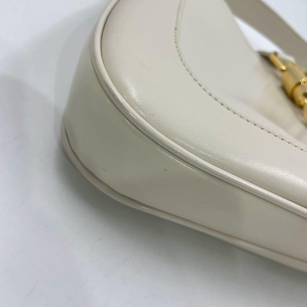 Gucci Jackie 1961 Small White Leather Bag with Adjustable Strap For Sale 10