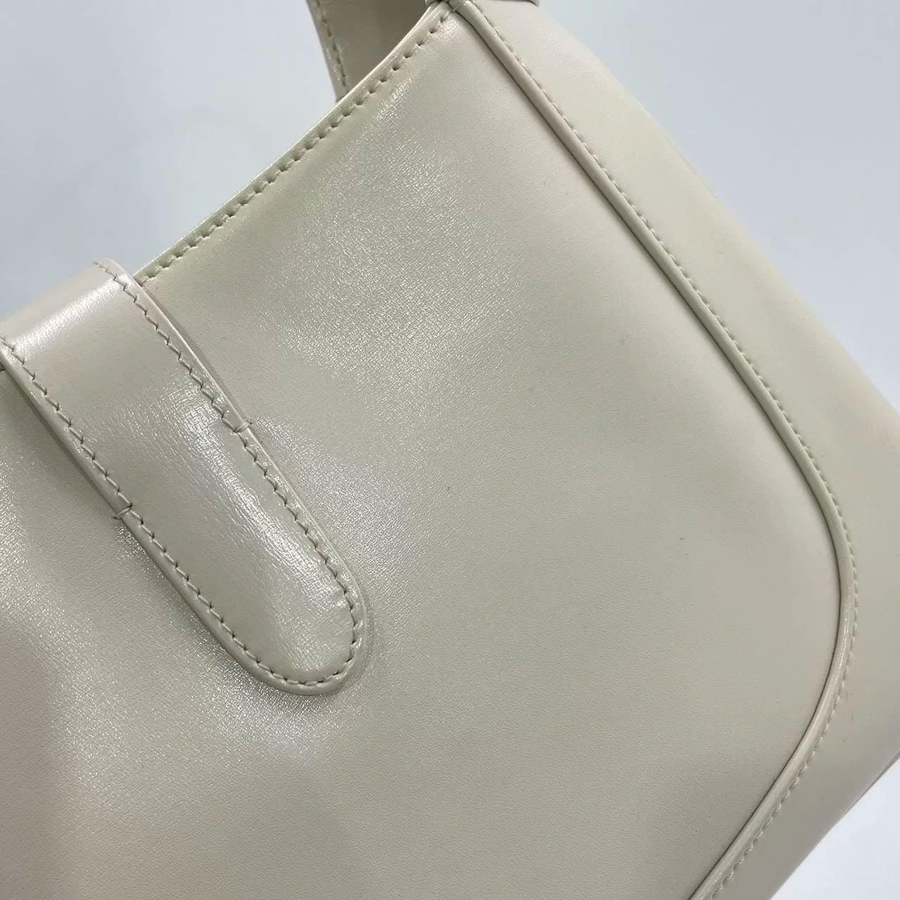 Gucci Jackie 1961 Small White Leather Bag with Adjustable Strap For Sale 15