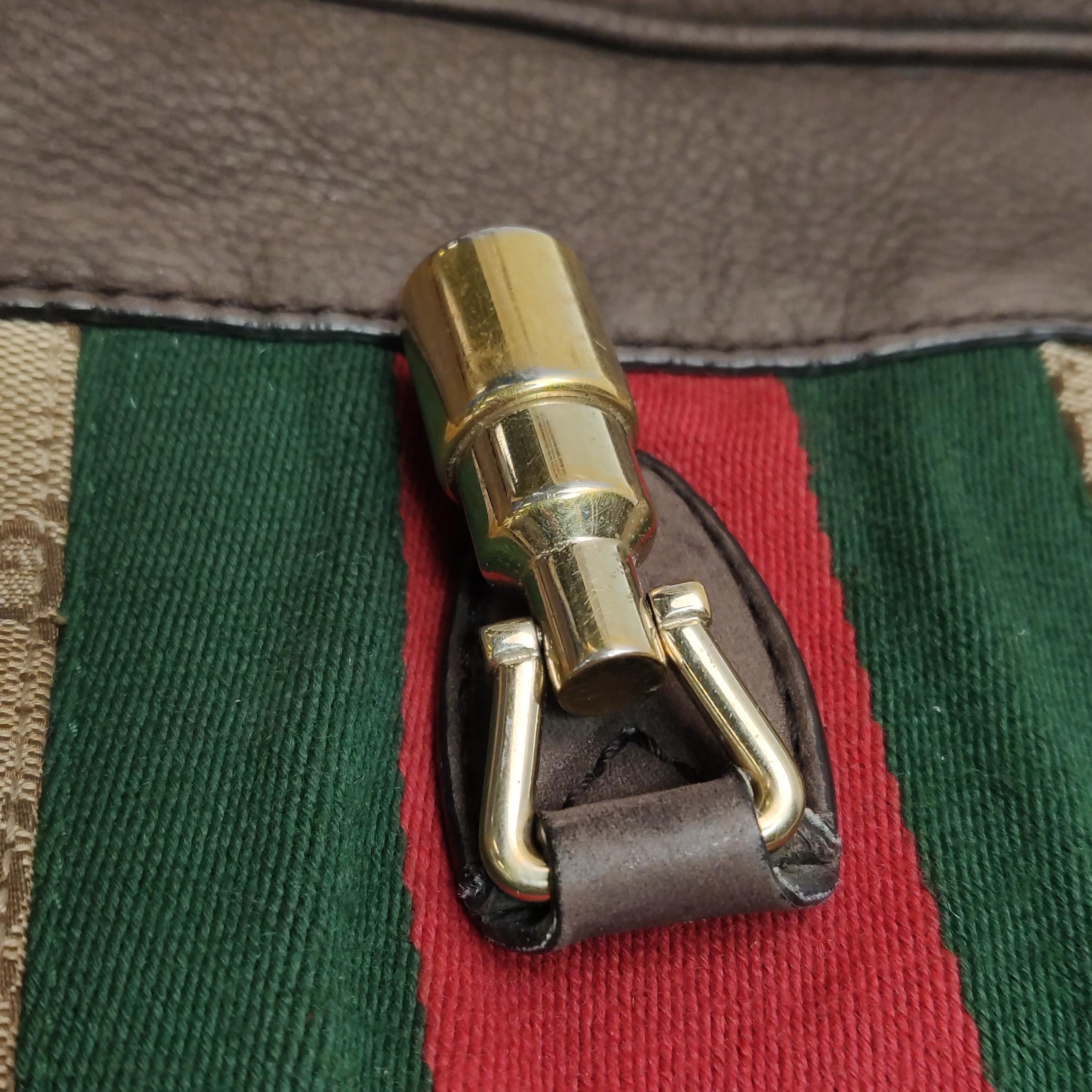 Gucci Jackie 1961 Soft Medium Marron en cuir velours et Monogramme Web en vente 8