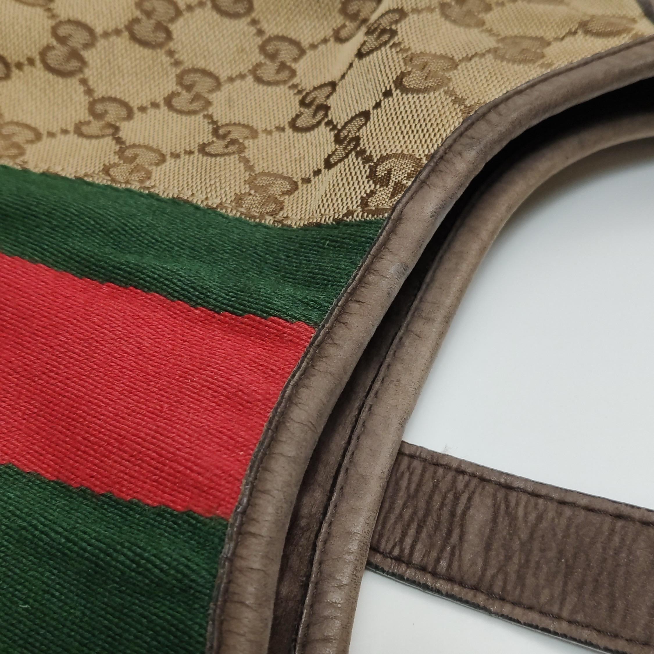 Gucci Jackie 1961 Soft Medium Marron en cuir velours et Monogramme Web en vente 10