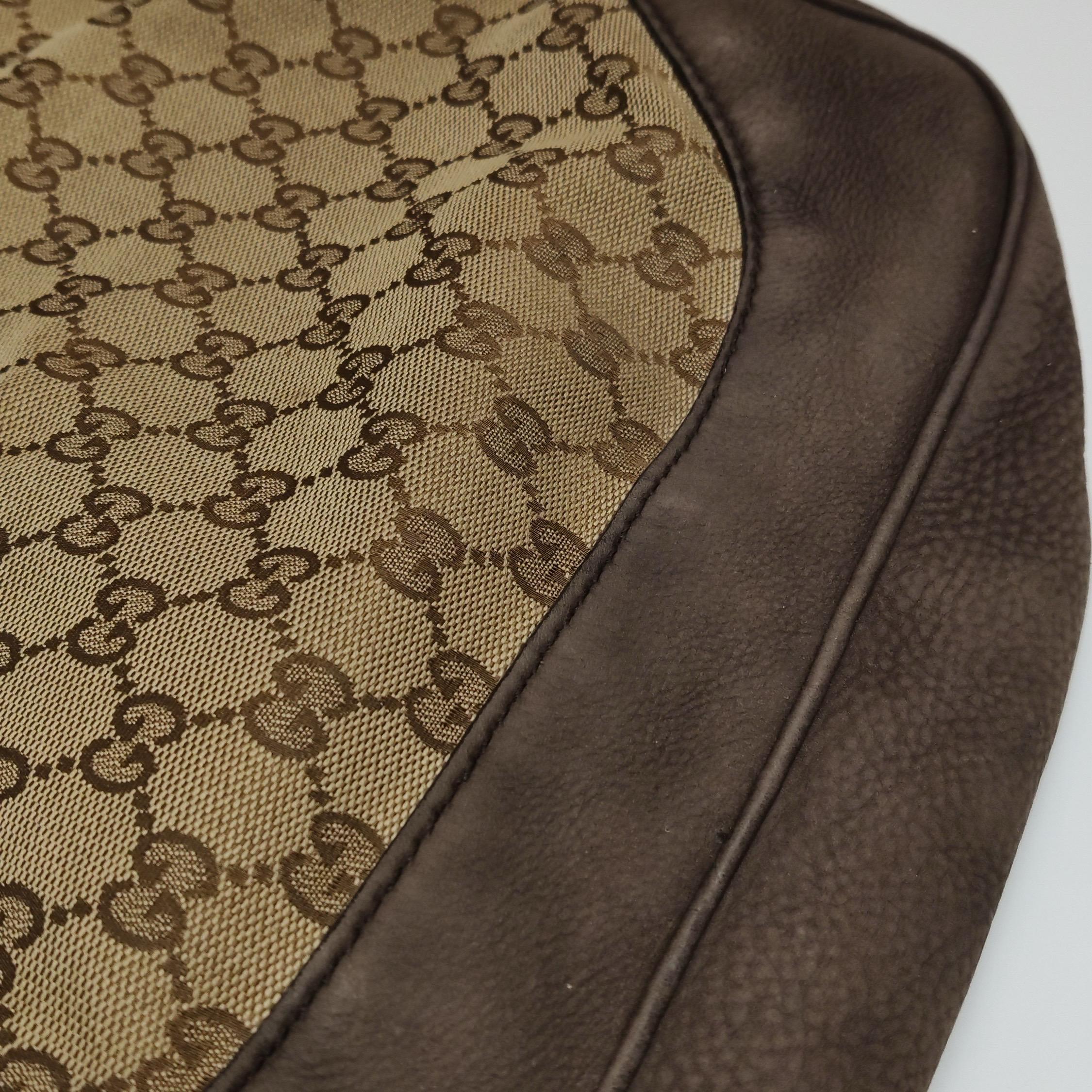 Gucci Jackie 1961 Soft Medium Marron en cuir velours et Monogramme Web en vente 14