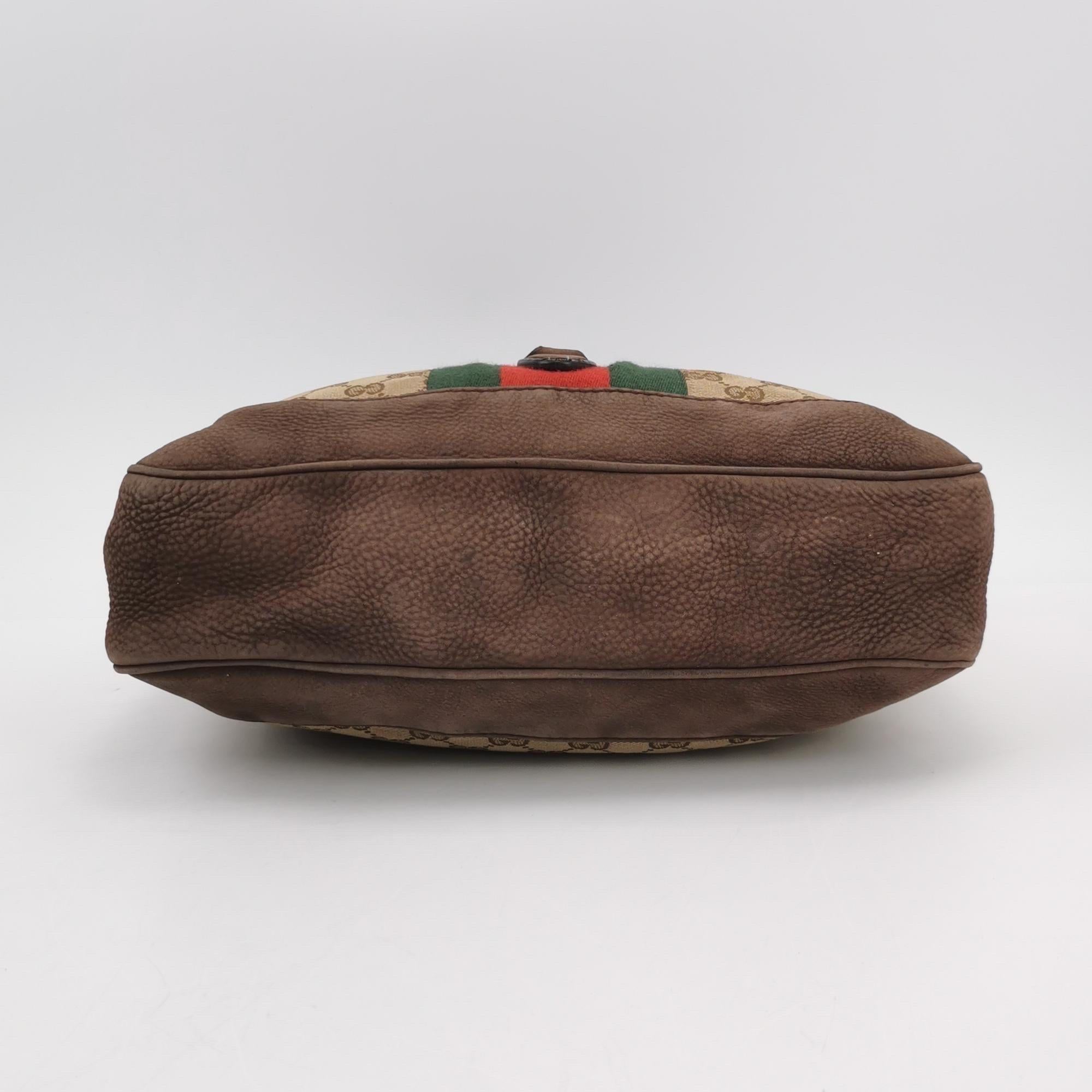 Gucci Jackie 1961 Soft Medium Marron en cuir velours et Monogramme Web en vente 2