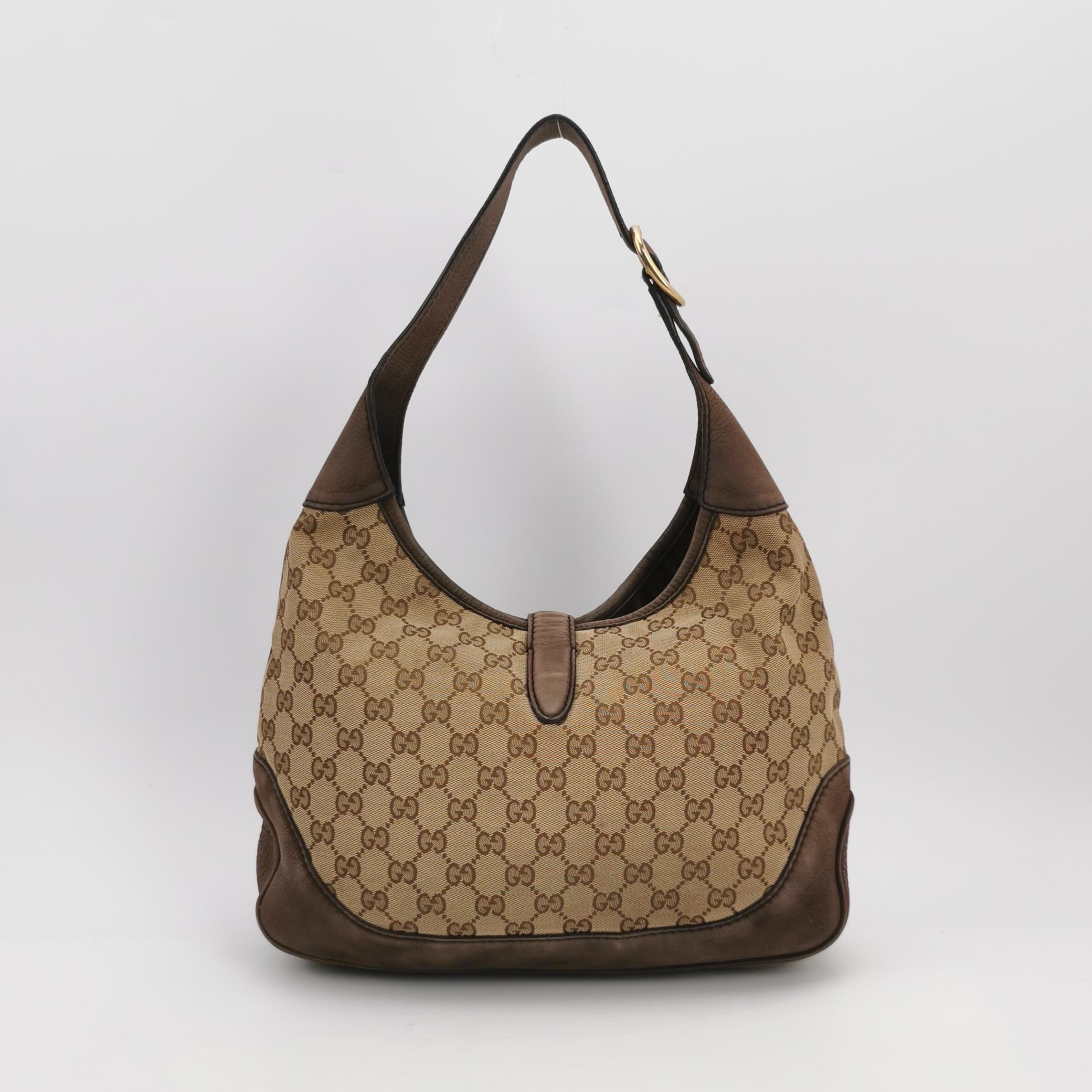 Gucci Jackie 1961 Soft Medium Marron en cuir velours et Monogramme Web en vente 3