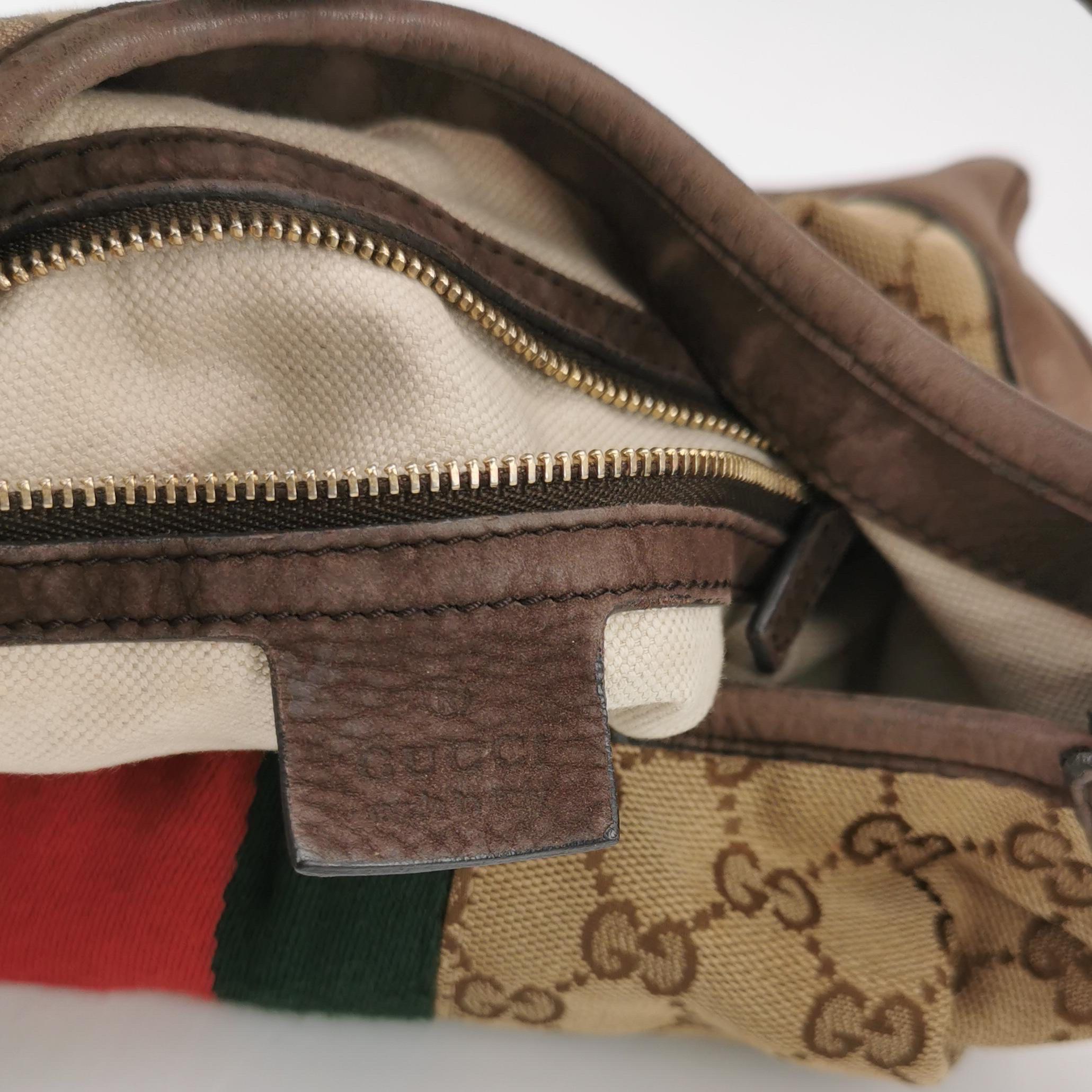 Gucci Jackie 1961 Soft Medium Marron en cuir velours et Monogramme Web en vente 5