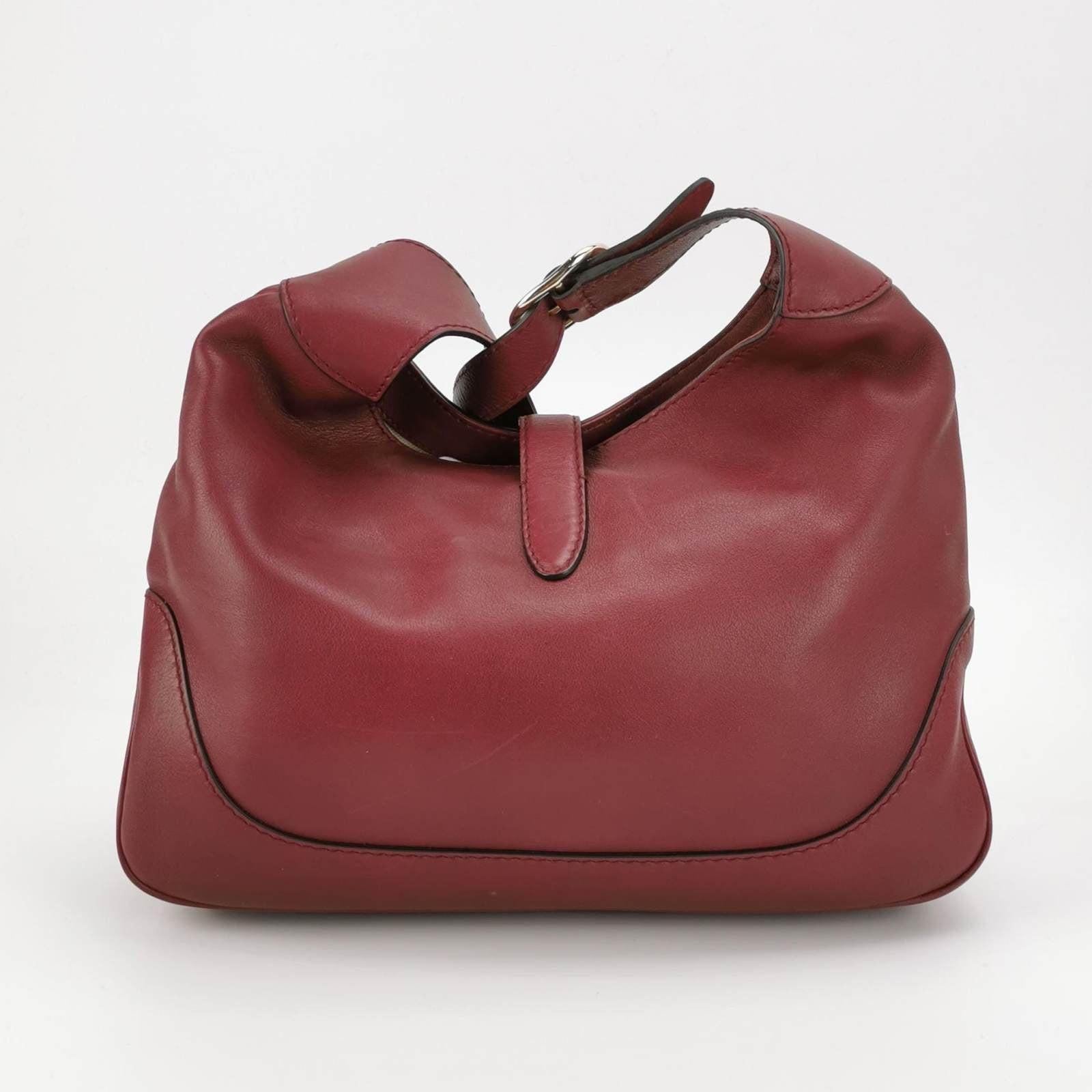 Gucci Jackie 1961 Soft Medium Leather Bag Burgundy Red In Good Condition In AUBERVILLIERS, FR