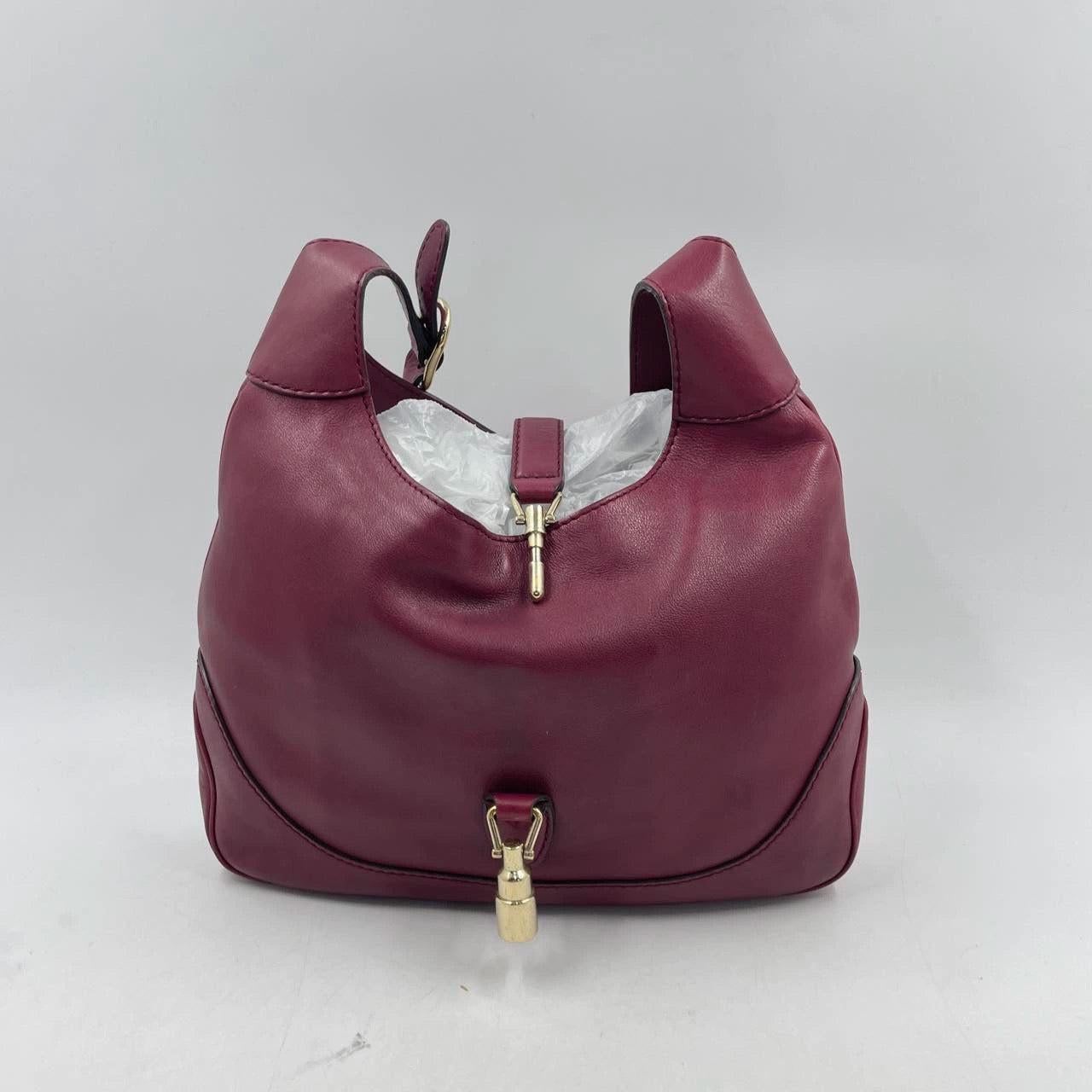 Women's Gucci Jackie 1961 Soft Medium Leather Bag Burgundy Red