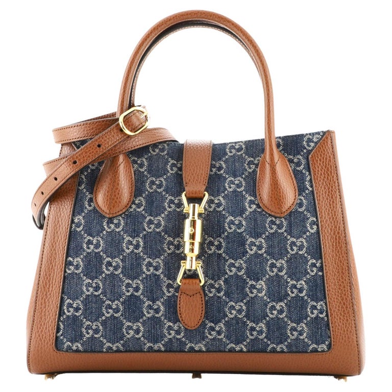 Gucci Jackie 1961 Tote GG Denim and Leather Medium For Sale at 1stDibs