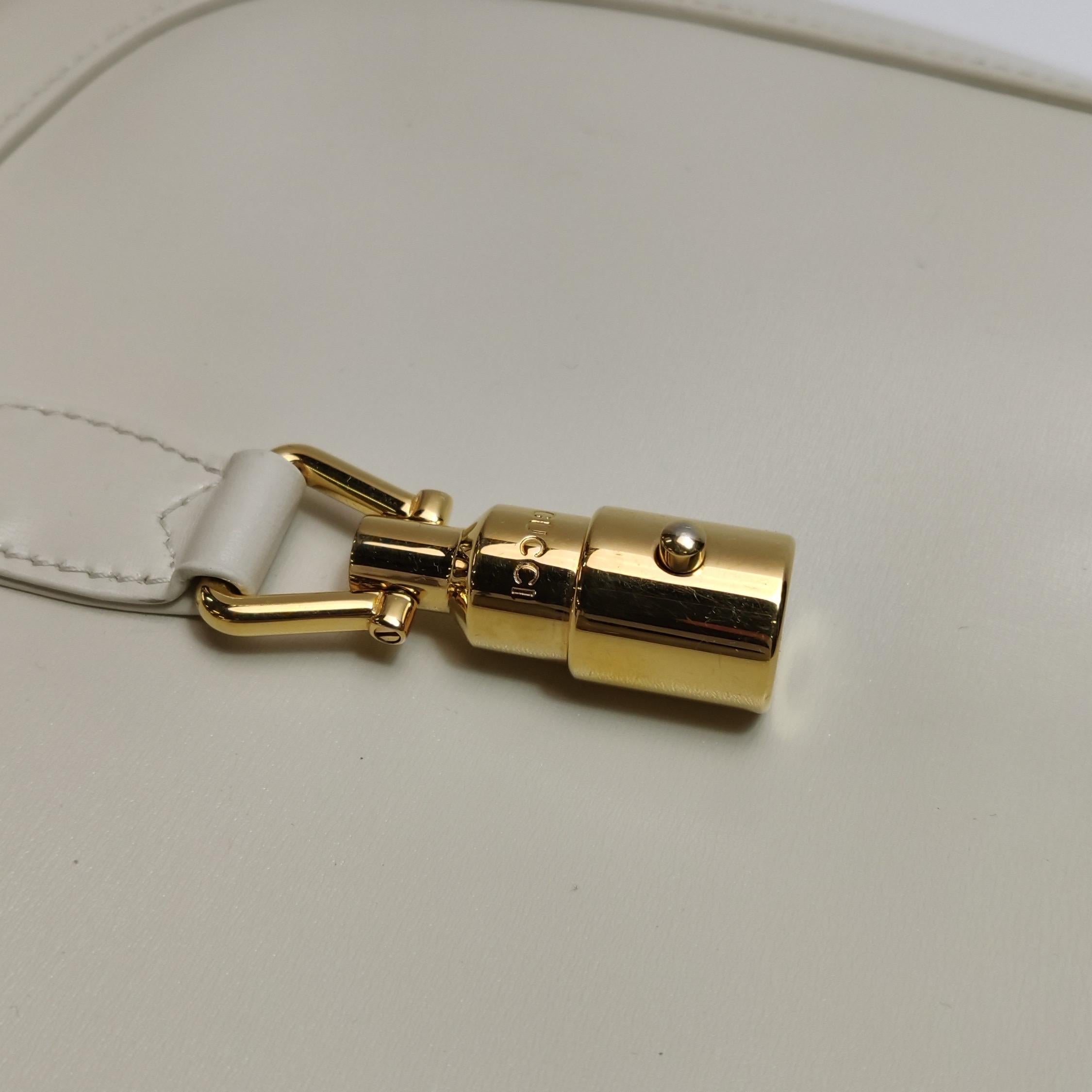 Gucci Jackie 1961 Borsa in pelle bianca Borsa a tracolla piccola con tracolla in vendita 6