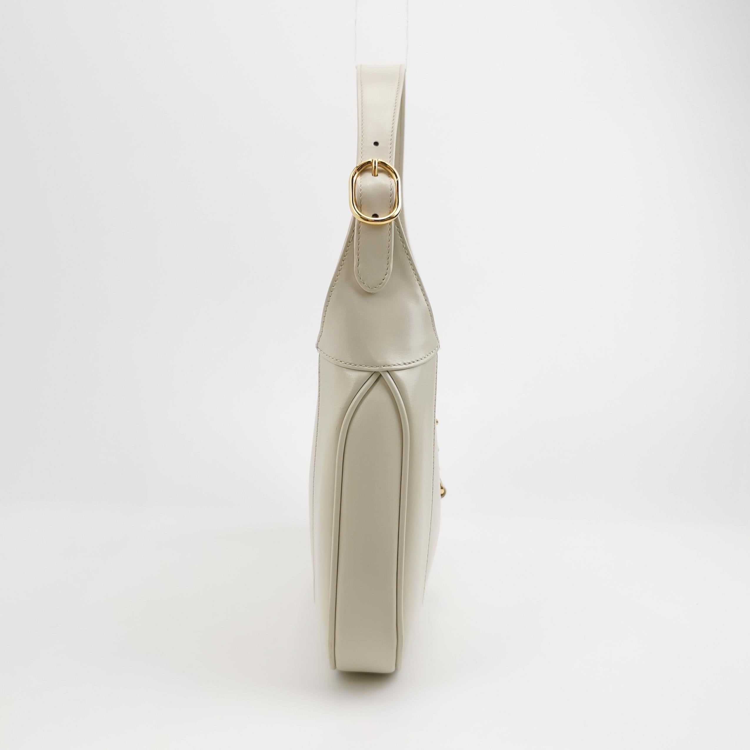 Gucci Jackie 1961 Borsa in pelle bianca Borsa a tracolla piccola con tracolla in vendita 1